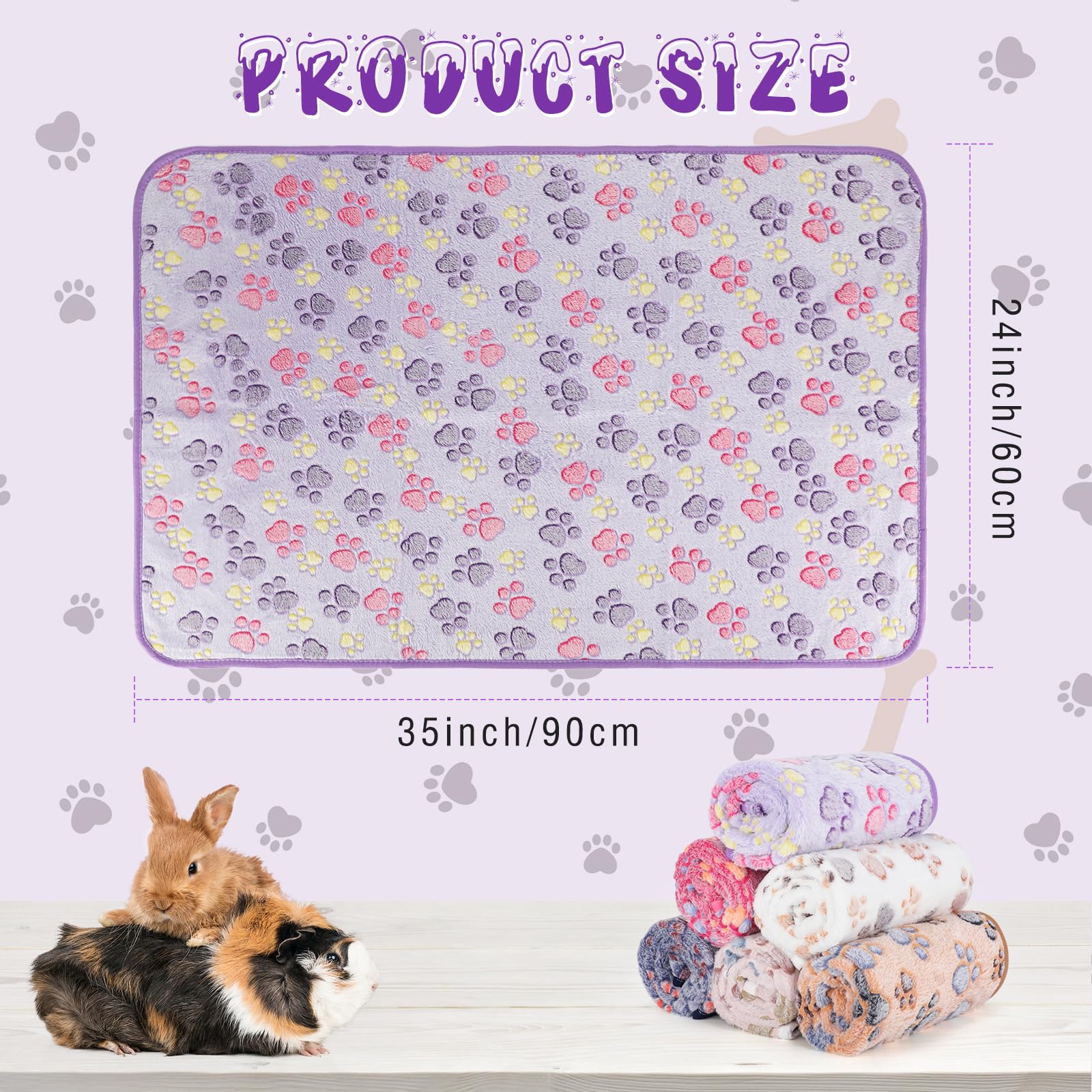 YUEPET Waterproof Guinea Pig Blankets Washable 6 Pack Small Animal Fleece Cage Liners Pet Soft Sleep Mat Pad Cover Warm Flannel