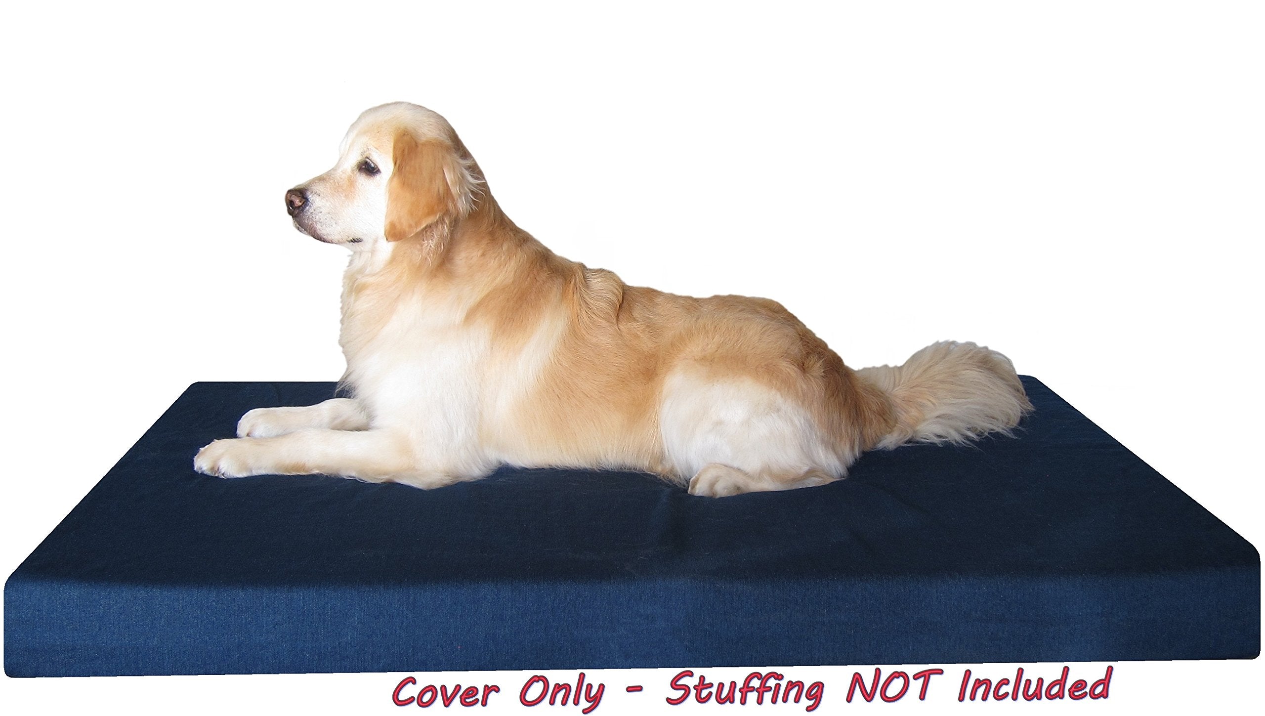 Dogbed4less DIY Durable Blue Denim Pet Bed External Duvet Cover and Waterproof Internal Case for 55X37X4 XXL Dog Bed - Replaceme