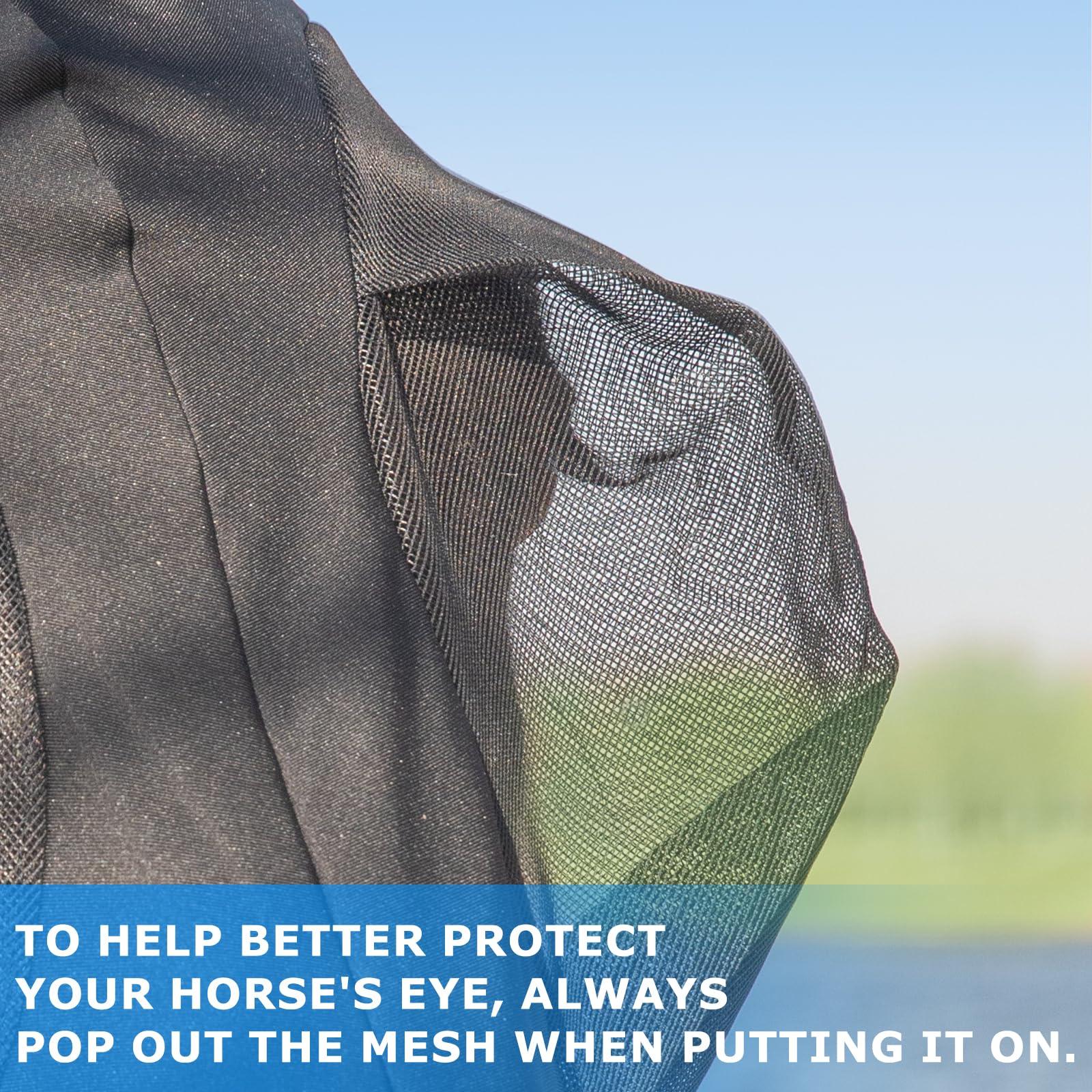 Stretchy Menjo Outdoors Horse Fly Mask with Ears, UV Protection for Horses, Breathable Comfortable Black Fly Mask Suitable for Q