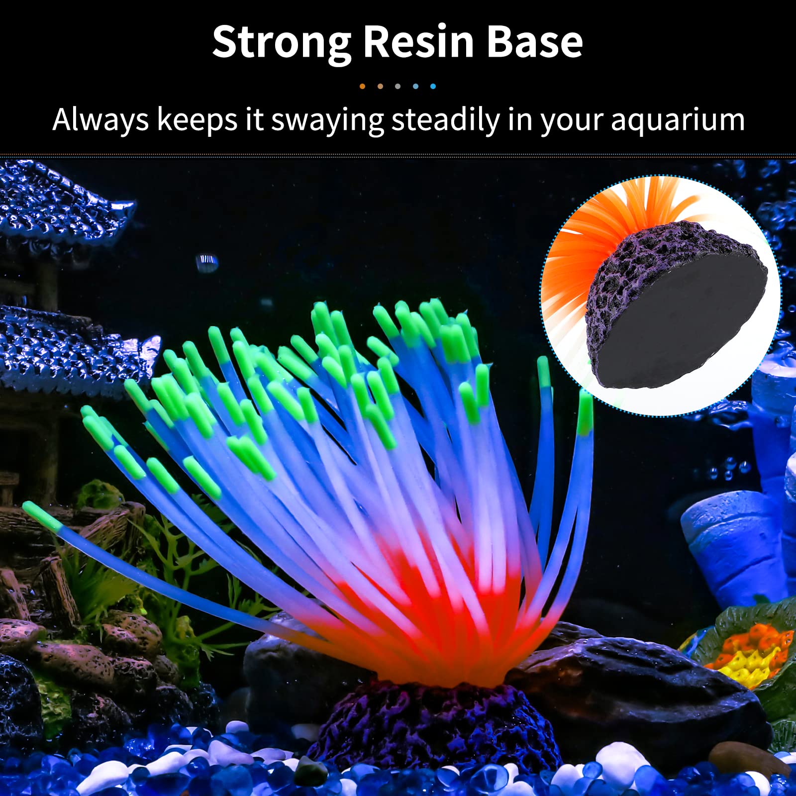 Uniclife Aquarium Imitative Green Sea Urchin Ball Artificial Silicone Ornament With Glowing Effect For Fish Tank Landscape Decor