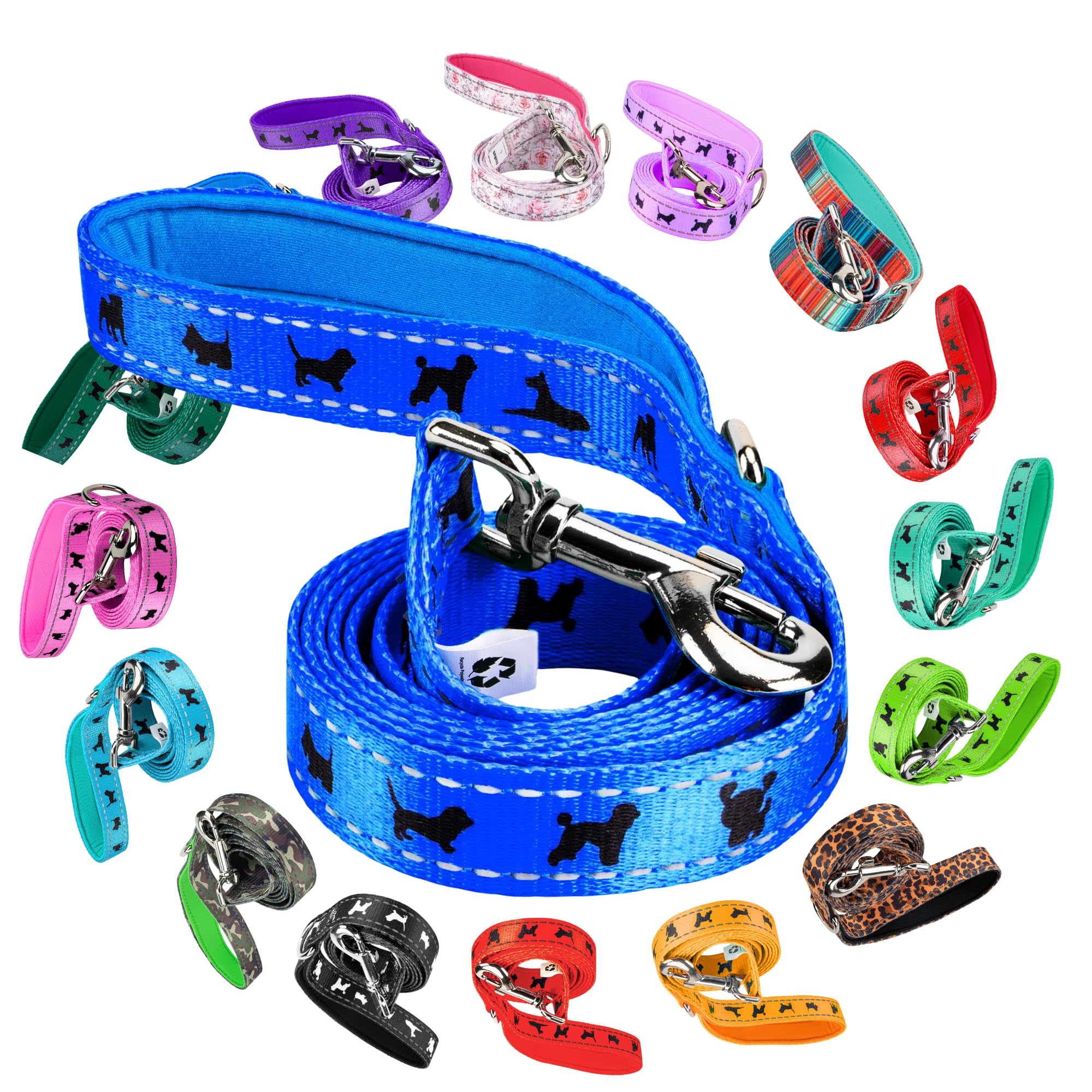 Ecobark Dog Leash - Soft & Reflective Comfort Leash With Padded Handle - Strong Durable Heavy Duty - Training And Pulling For Sm