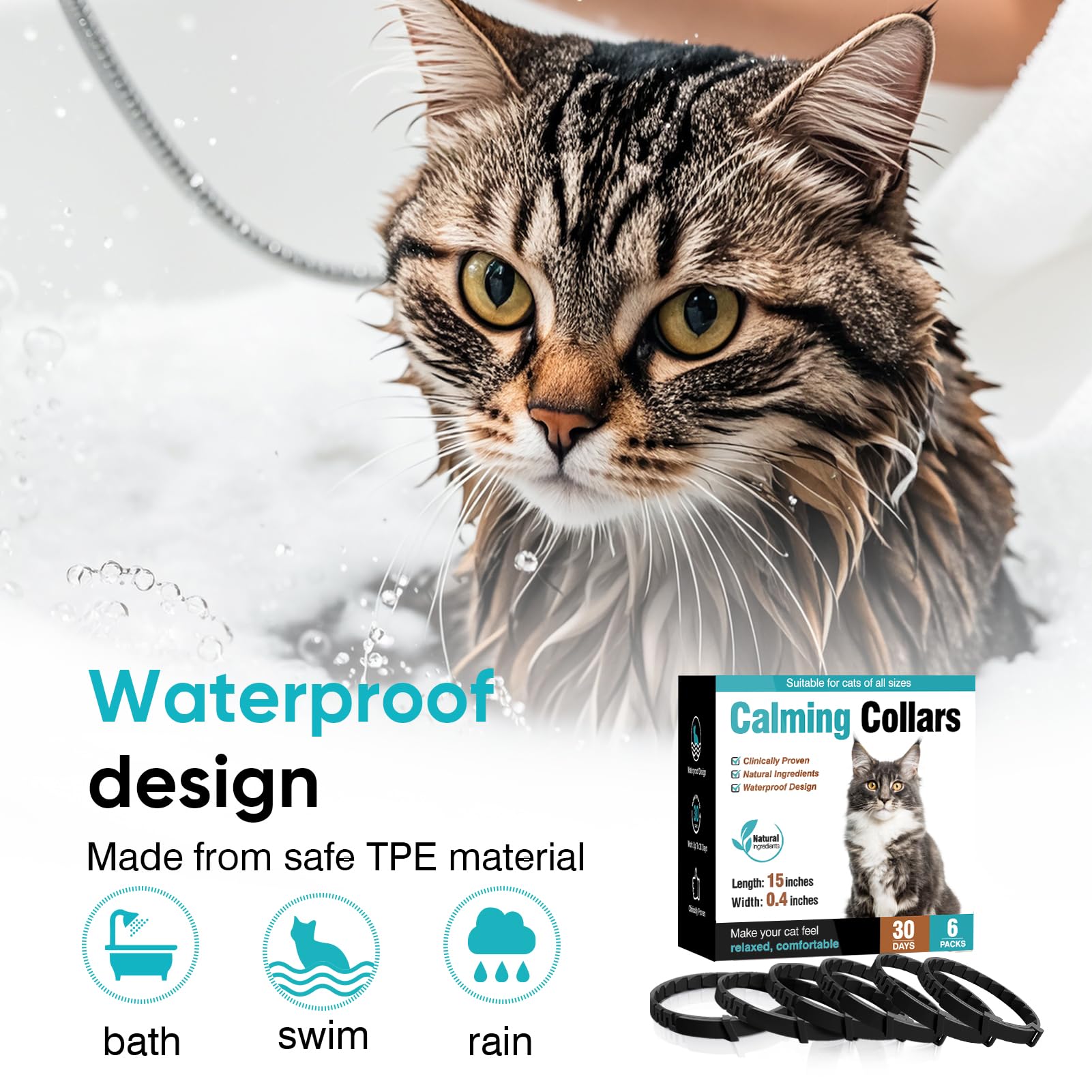 Calming Collar For Cats 6 Pack Cat Calming Pheromones Collar Stress And Anxiety Relief For 30 Days Pheromone Collars Adjustable
