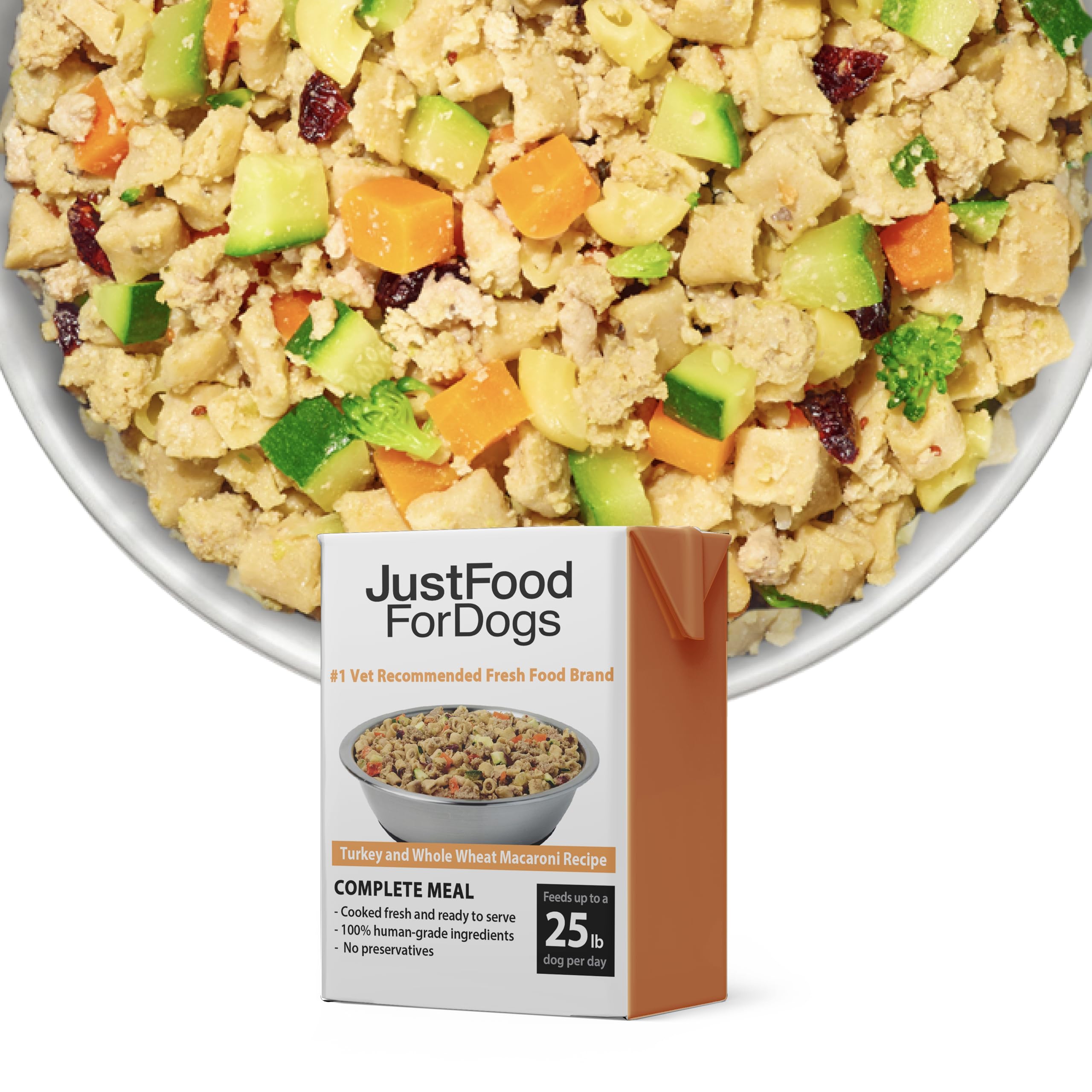 JustFoodForDogs Pantry Fresh Wet Dog Food Complete Meal or Dog Food Topper, Turkey & Whole Wheat Macaroni Human Grade Dog Food R