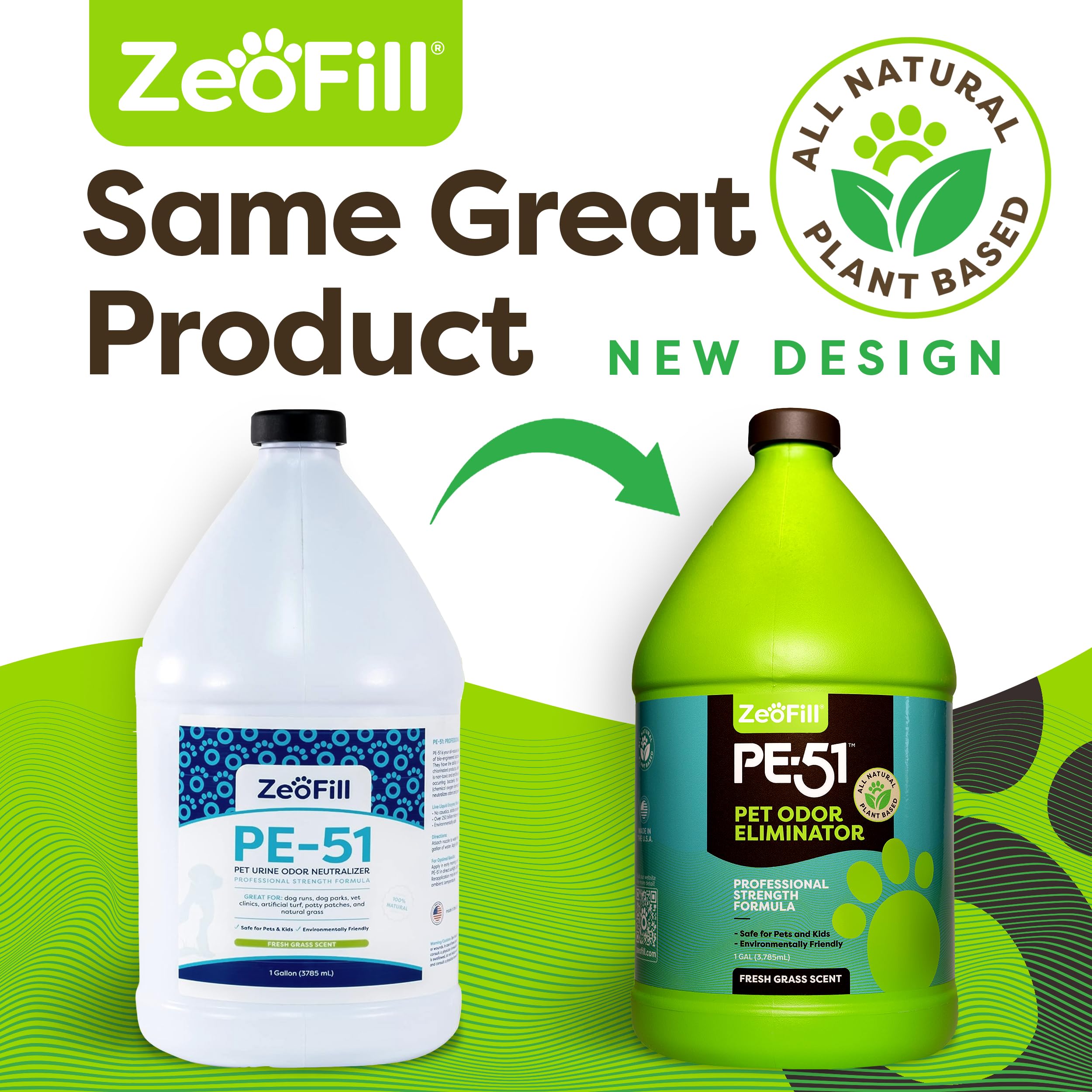 Zeofill PE-51 Pet Urine Odor Eliminator - Eco-Friendly Enzyme Cleaner, 1 Gallon, for Dogs & Cats, Outdoor Use