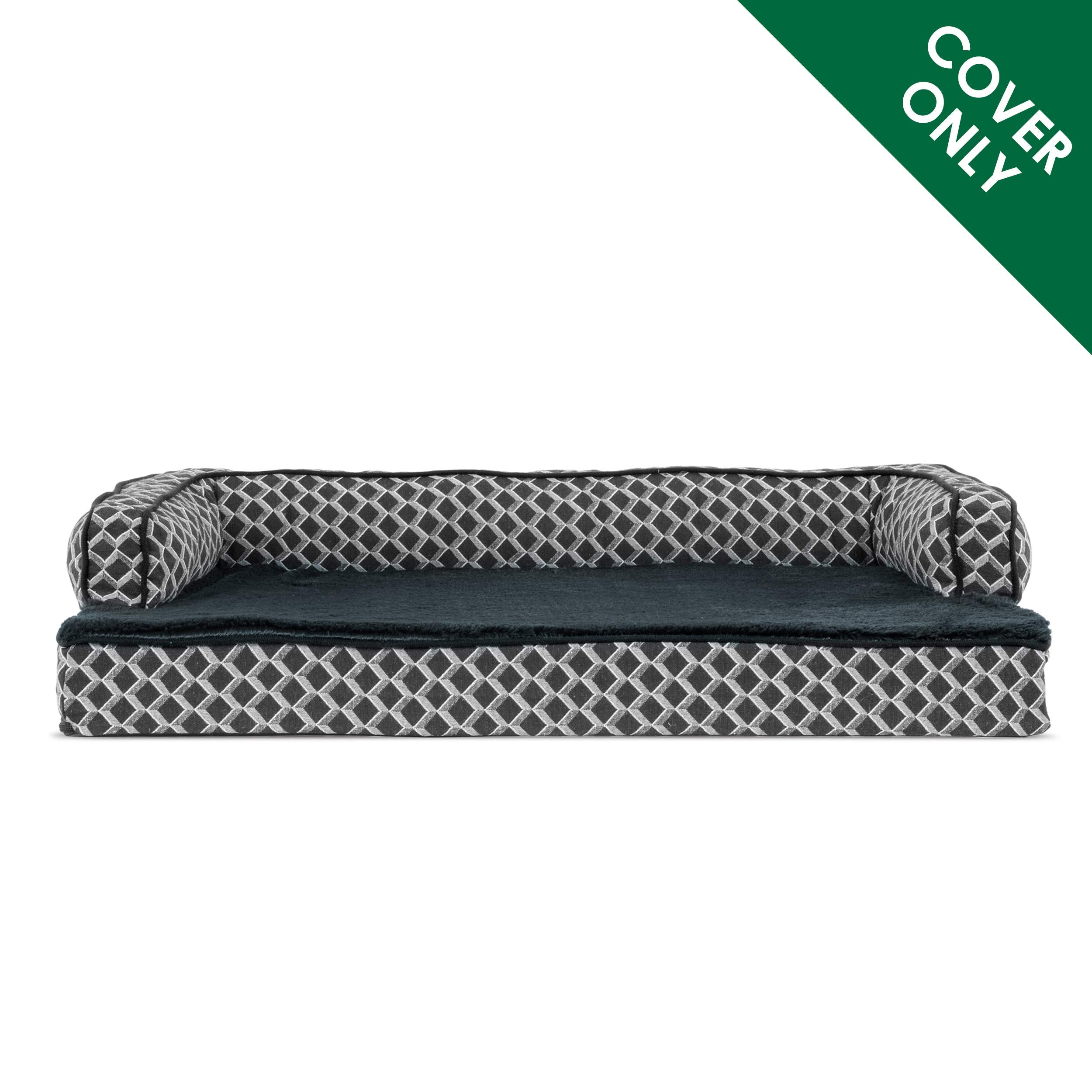 Furhaven Replacement Dog Bed Cover Comfy Couch Plush & D  Cor Sofa-Style, Machine Washable - Diamond Gray, Large