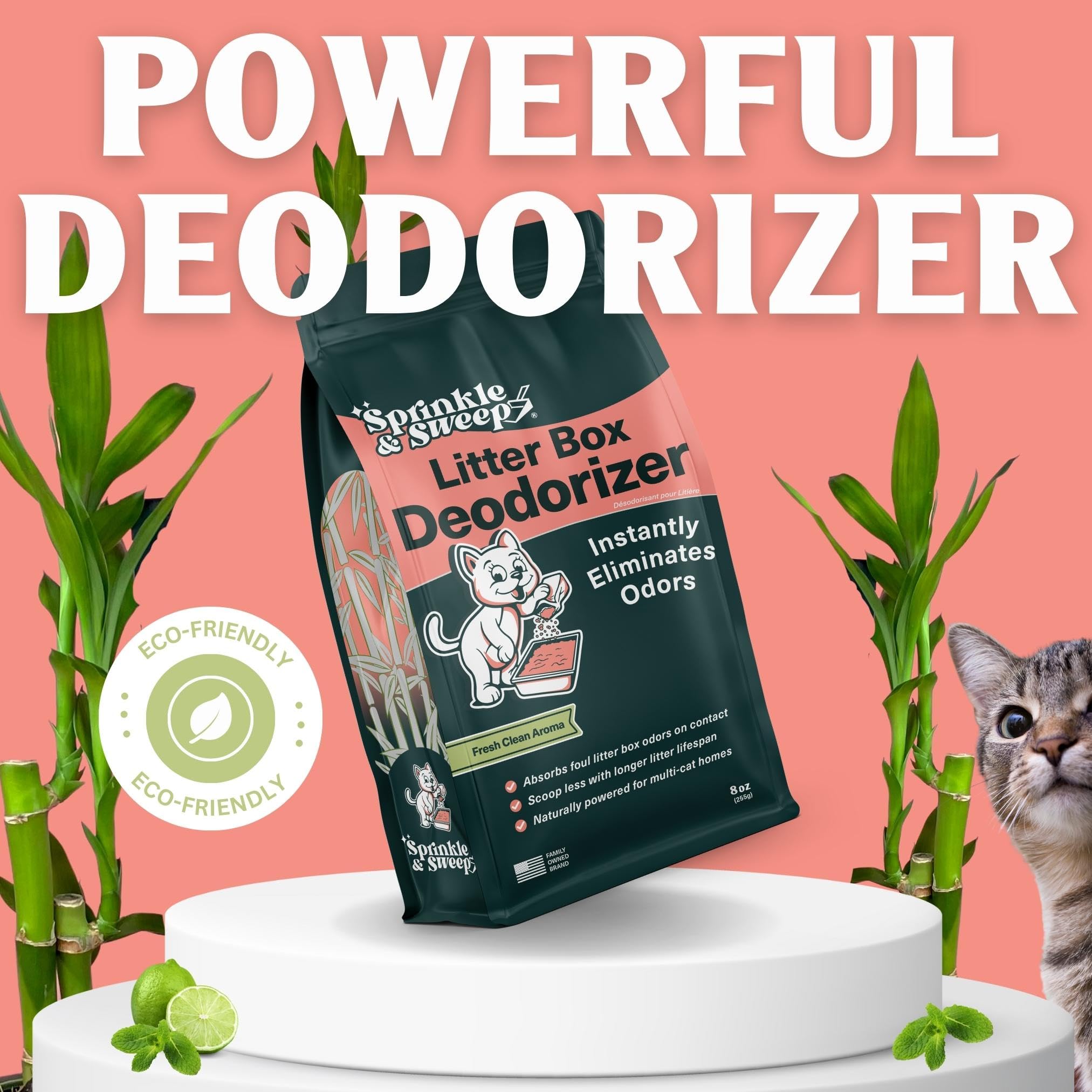Cat Litter Deodorizer | Odor Eliminator for Litter | Smell Control for Cats | Non-Toxic & Safe for Kittens | Home Odor Neutraliz