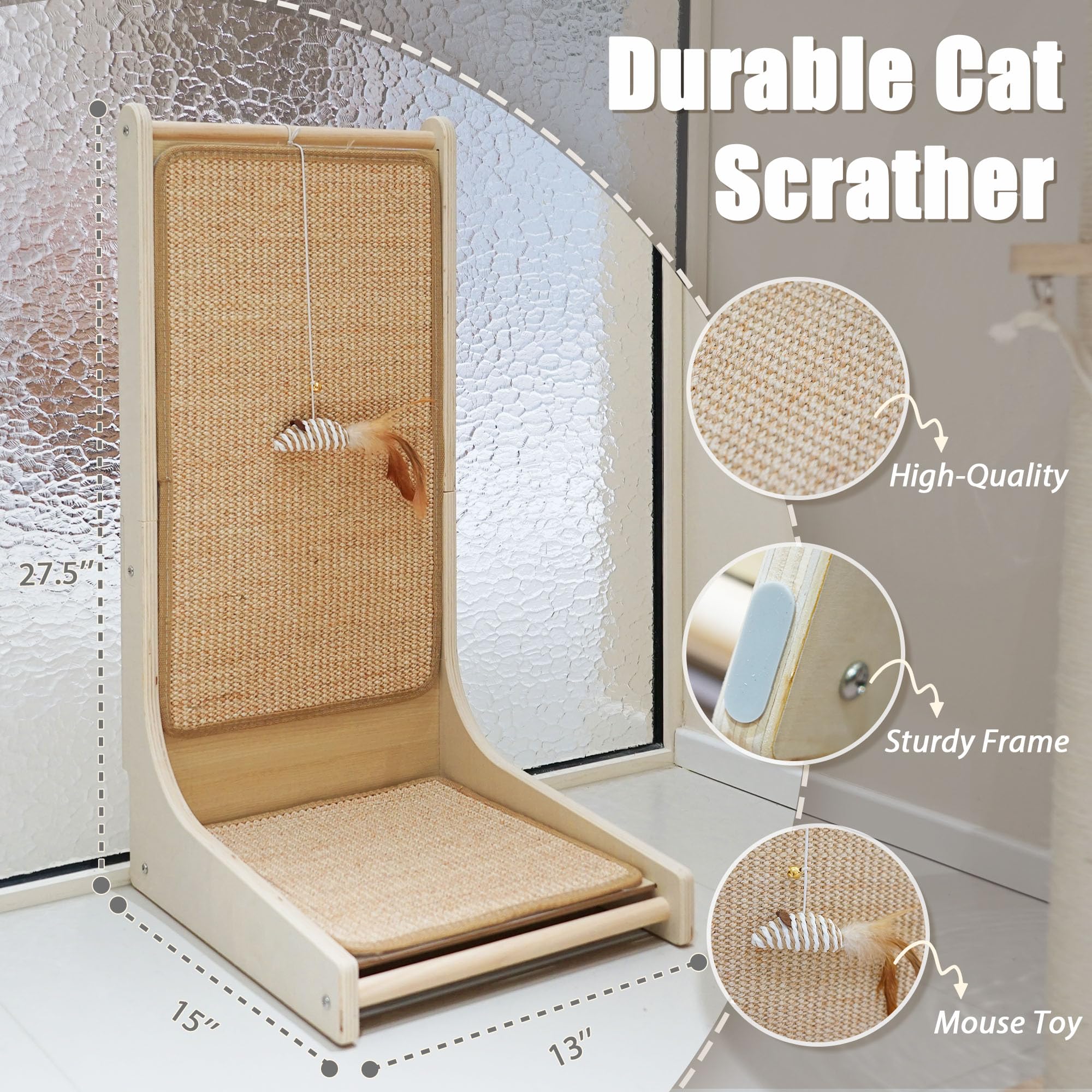 Cat Scratcher, L Shape Cat Scratching Board For Indoor Cats, Protecting Furniture Cat Scratch Pad, Floor Mounted Cat Scratching