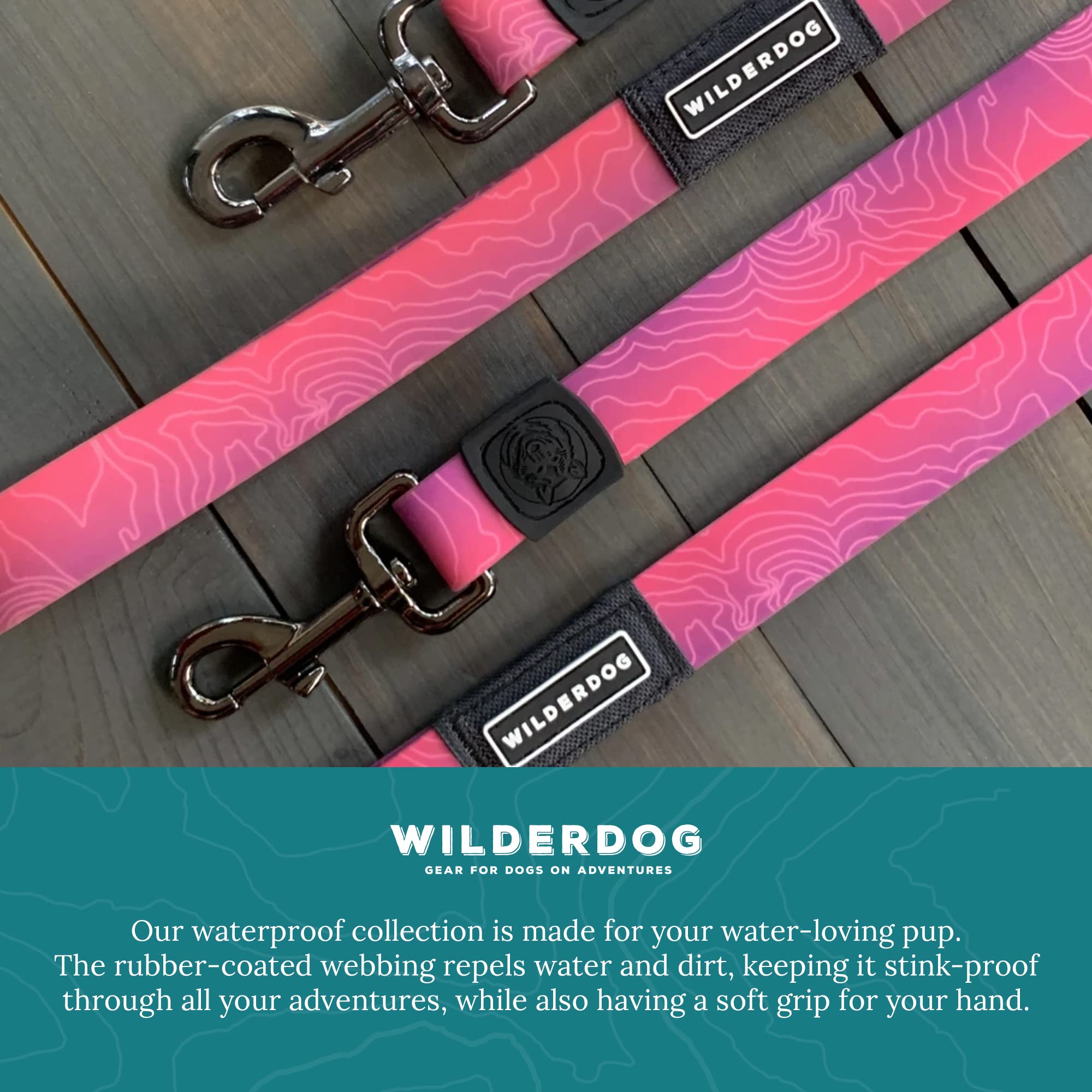 Wilderdog Waterproof Dog Leash - Repels Water & Dirt - 6Ft - Plum - 1Ct
