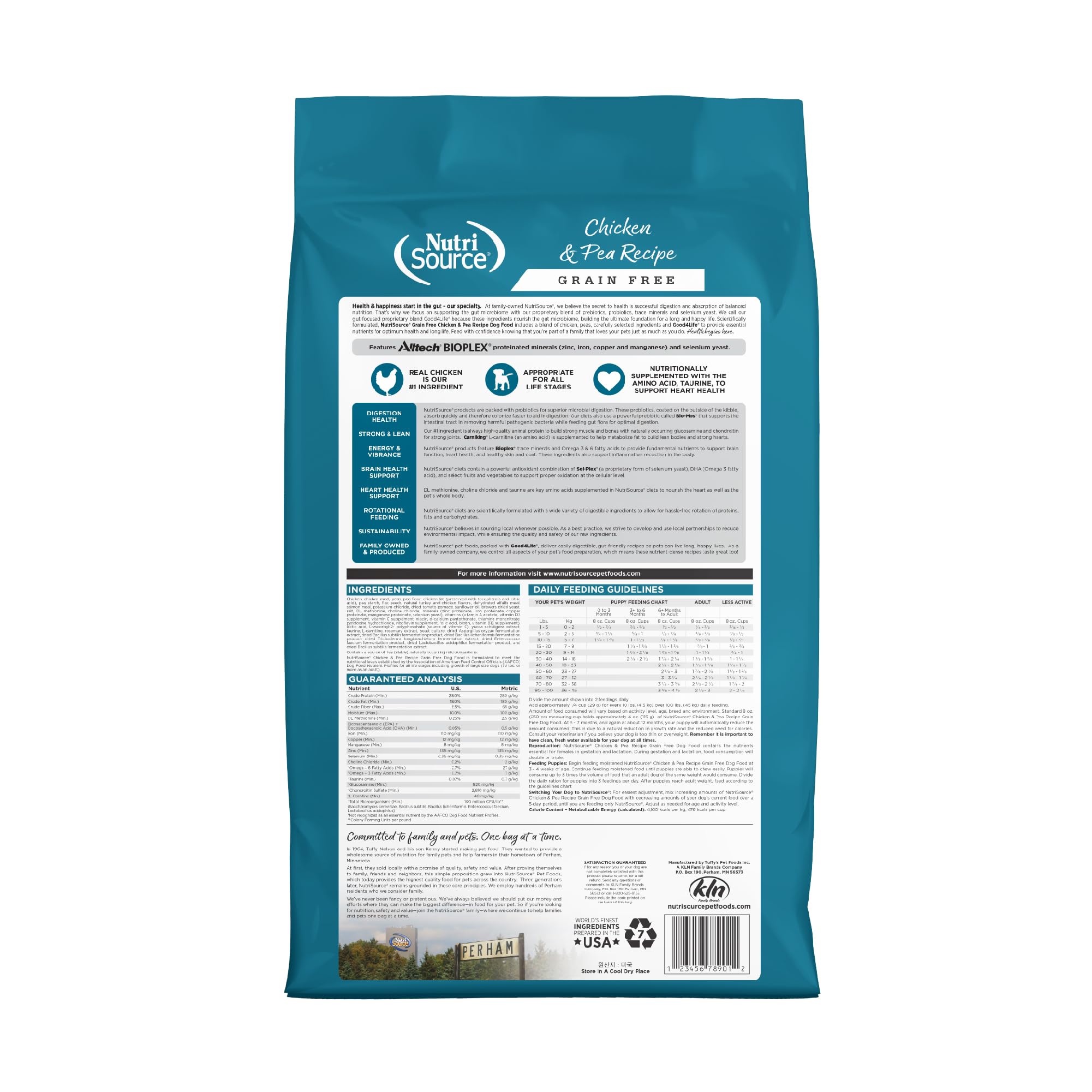 NutriSource Grain Free Dry Dog Food, Chicken and Peas, 12LB