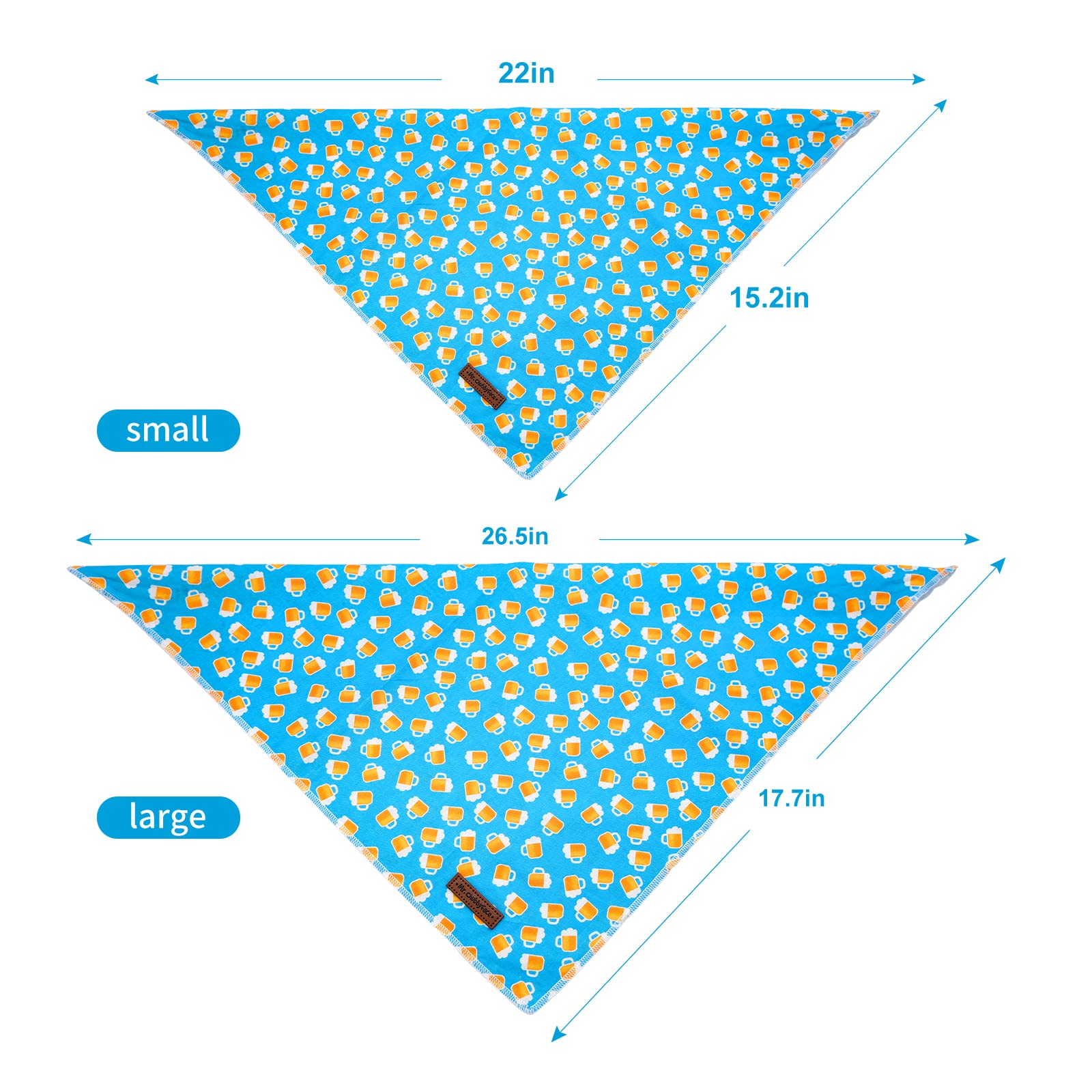 Mr. Chubbyface Blue Beer Dog Bandanas Reversible Triangle Bibs Scarf Accessories For Dogs Cats Pets