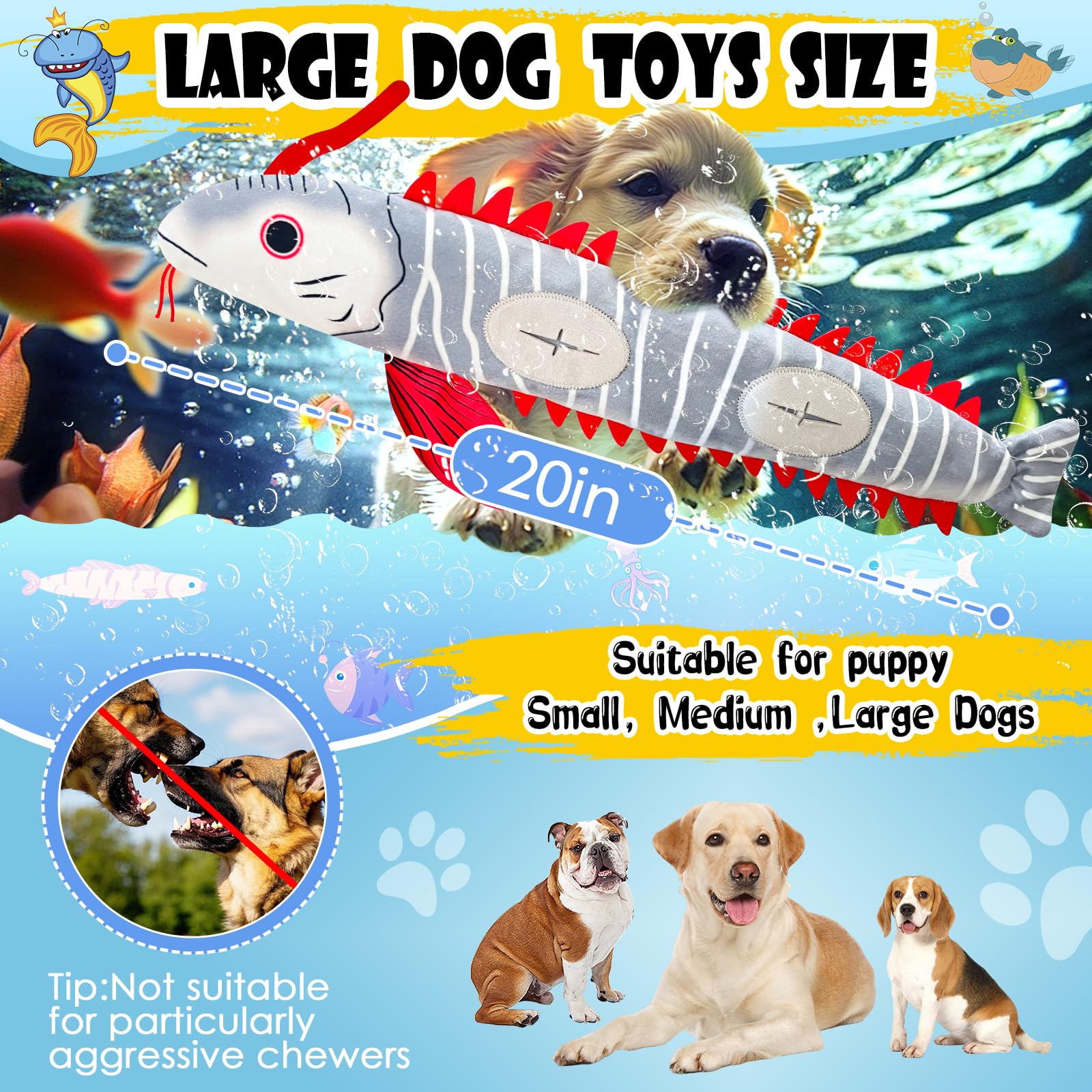 Jeefome Interactive Dog Toys For Small,Medium And Large Breeds-Squeaky Tug Toy With Soft Fabric-Best Dog Boredom Toys To Keep Th