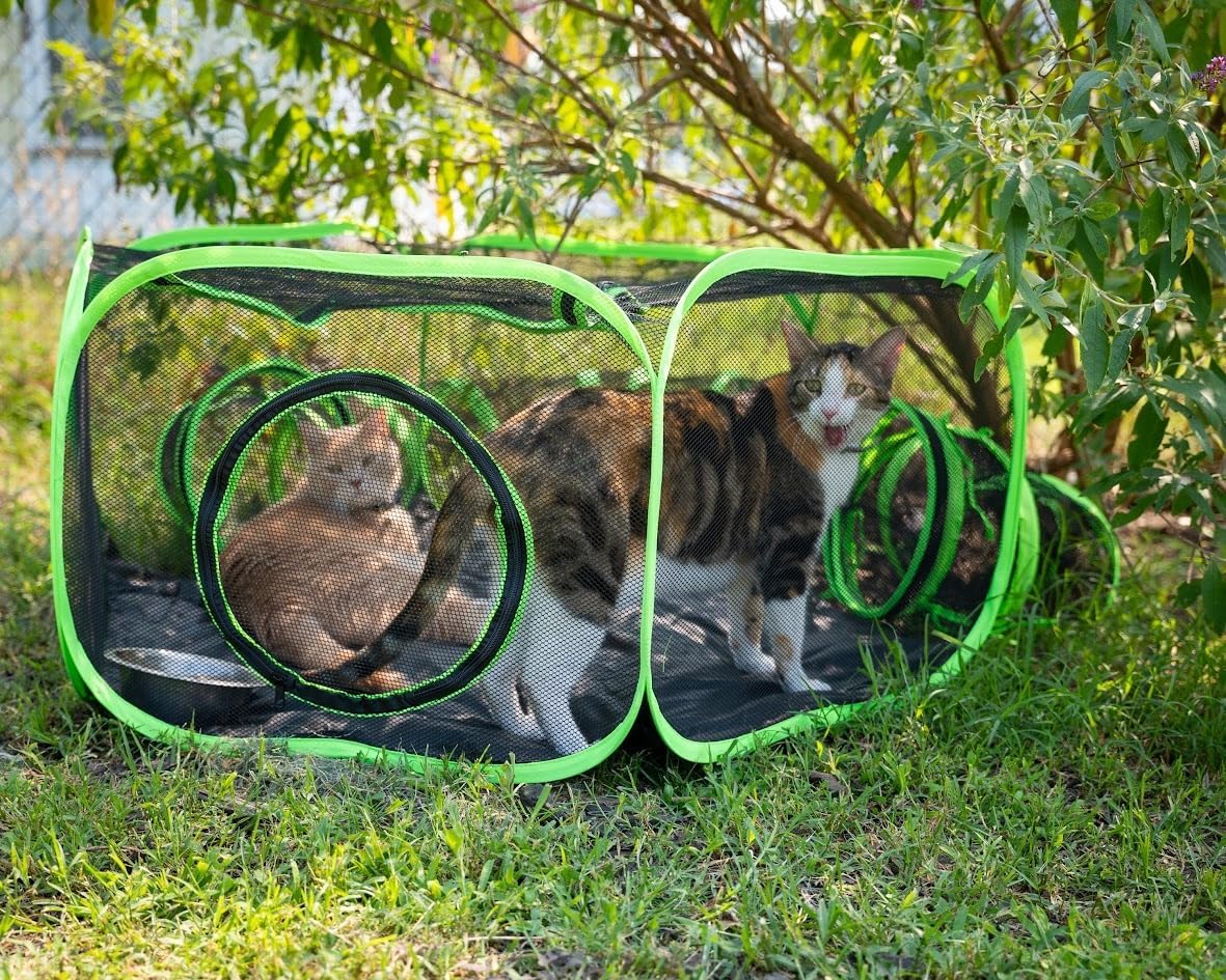 Heyhome Small Animal Playpen Guinea Pig Hedgehog Cage Rabbit Cage With Fun Surround Tunnel Breathable & Transparent Pop Open Exe