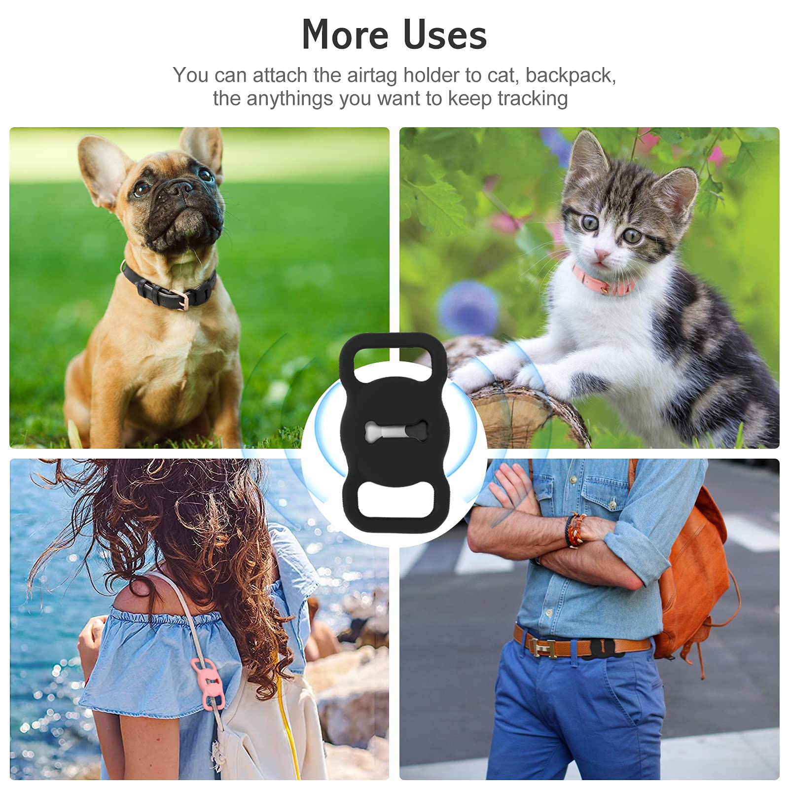 Wlixpbb Airtag Leather Dog Collar For Small Medium Large Dog Adjustable Soft Padded Air Tag Puppy Collar Heavy Duty Metal Buckle