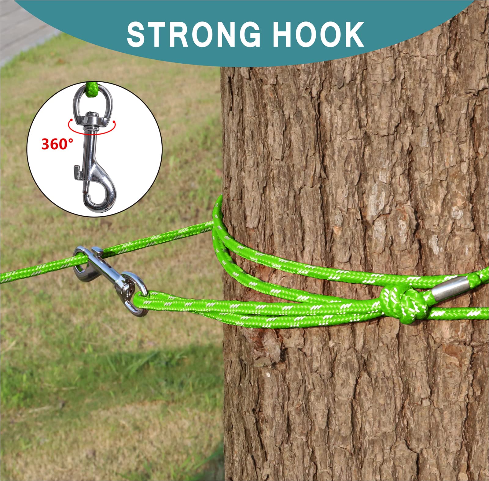 Reflective Cat Leash -50Ft Cat Cable Out Escape Proof Walking Leads Yard Long Durable Safe Leash Traning Play Outdoor For Puppie