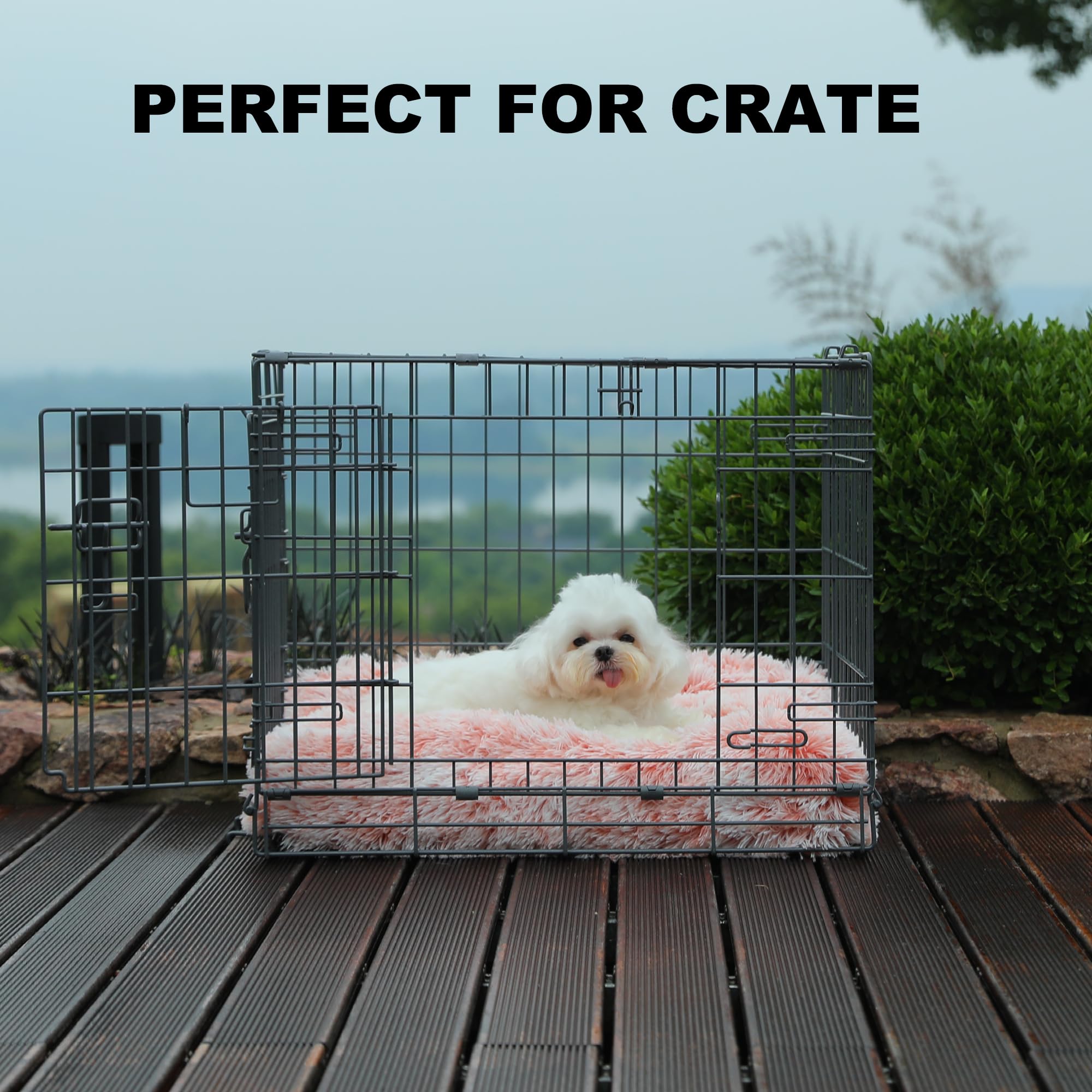 Bedfolks Waterproof Dog Crate Bed, Plush With Removable Washable Cover, Faux Fur Pad For Small Dogs And Cats, Fluffy Kennel 21''