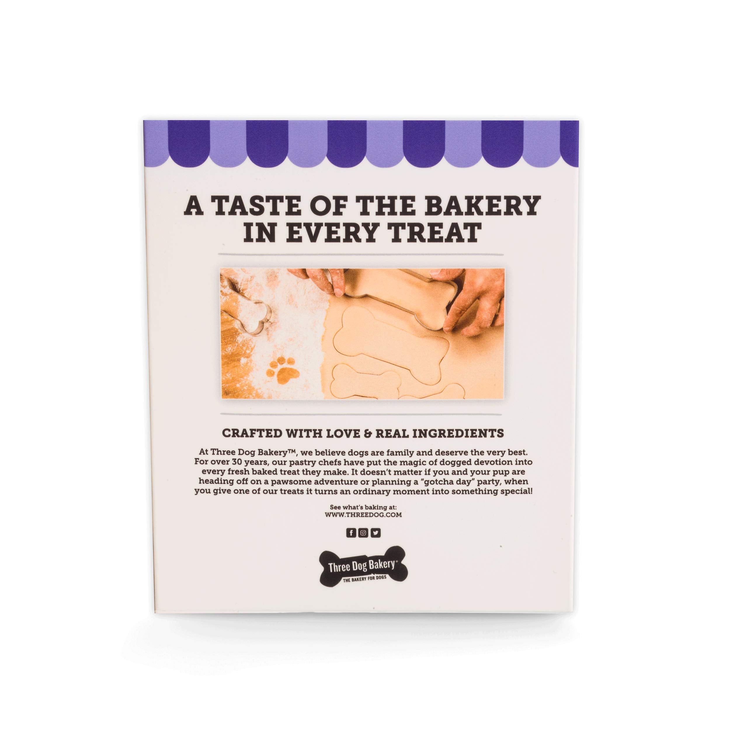 Three Dog Bakery Crunchy Itty Bitty Bones, Peanut Butter Flavor, Premium Treats for Dogs, 13 Ounce Box