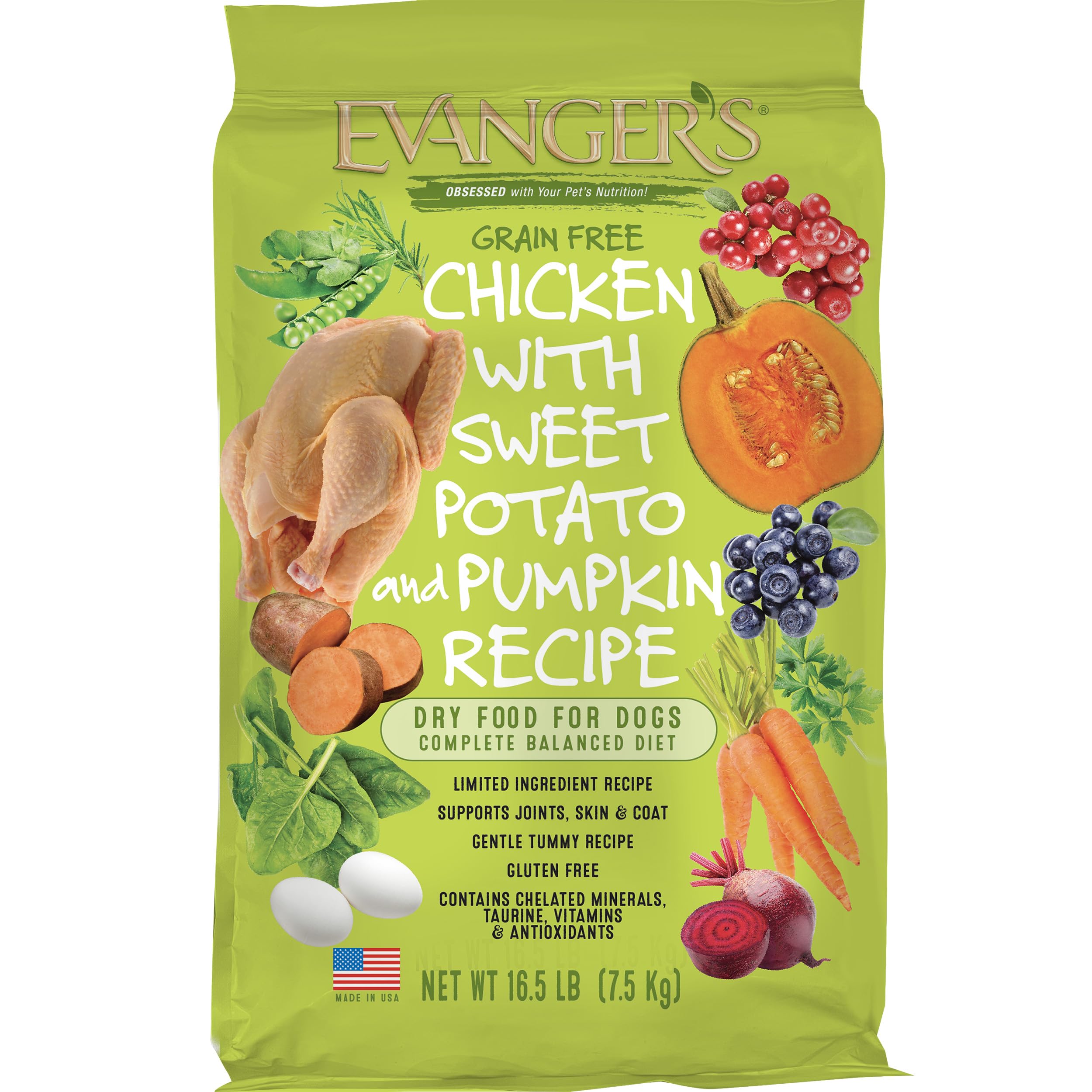 Evangers Grain-Free Chicken with Sweet Potato & Pumpkin for Dogs, 16.5 lb Bag