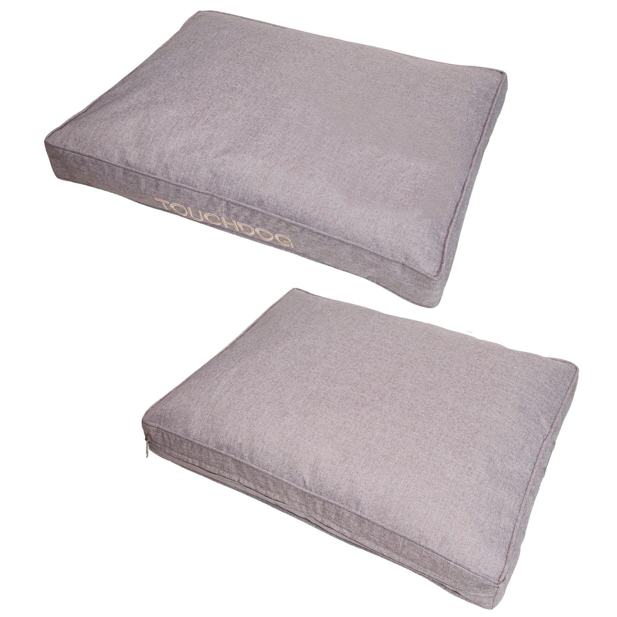 Touchdog Hushky Waterresistant Premium Rectangular Raised Dog Mat, Small, Grey