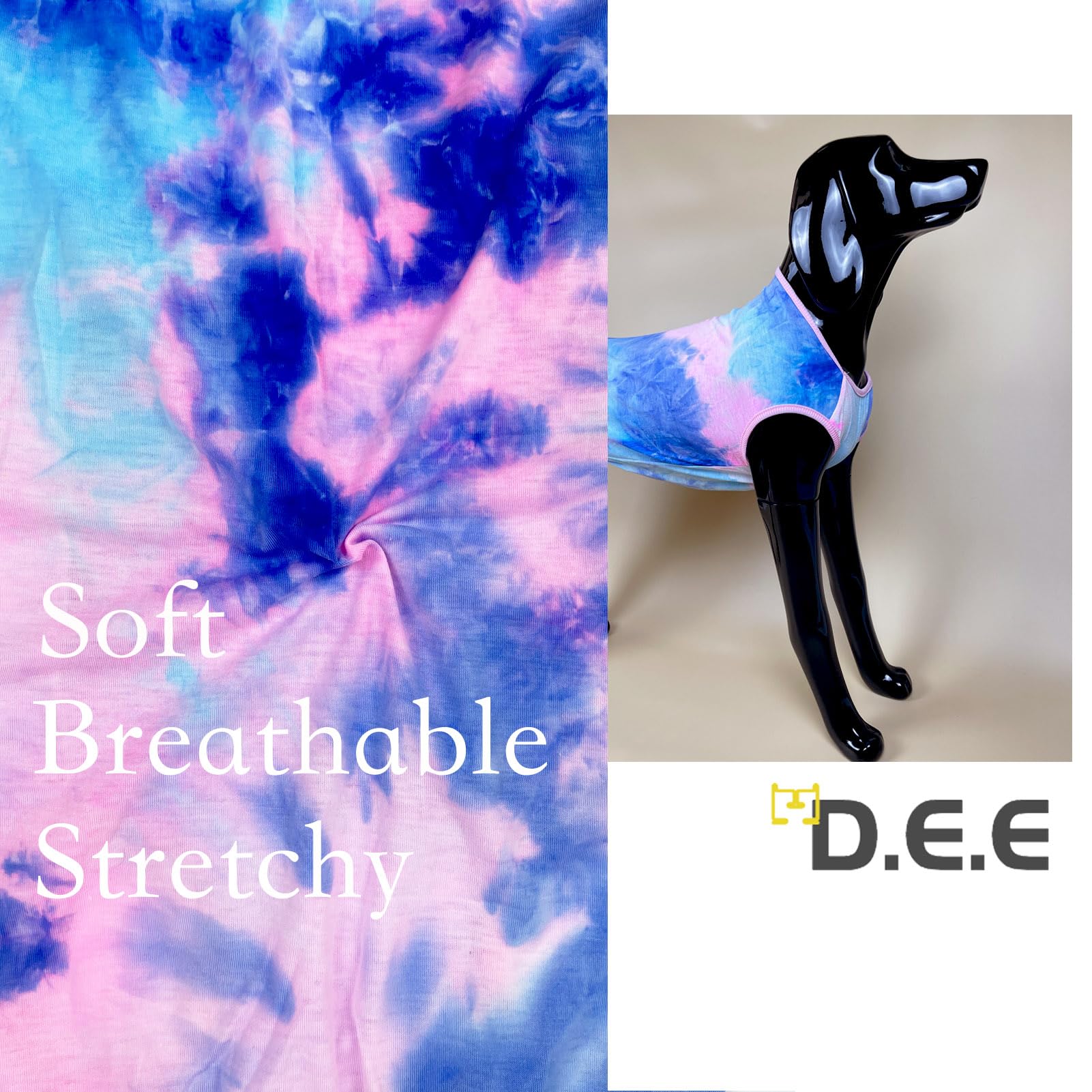 D.E.E Cotton Dog Shirts Large Tie Dye Dog Clothes Lightweight Girl Boy Big (Vestpink, X-Large)