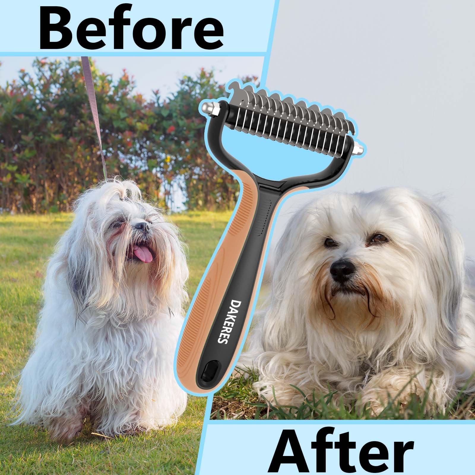 Pet Grooming Supplies - 2-In-1 Undercoat Rake And Dematting Tool For Cats/Dogs, Deshedding Brush For Long-Haired Pets, Furminato