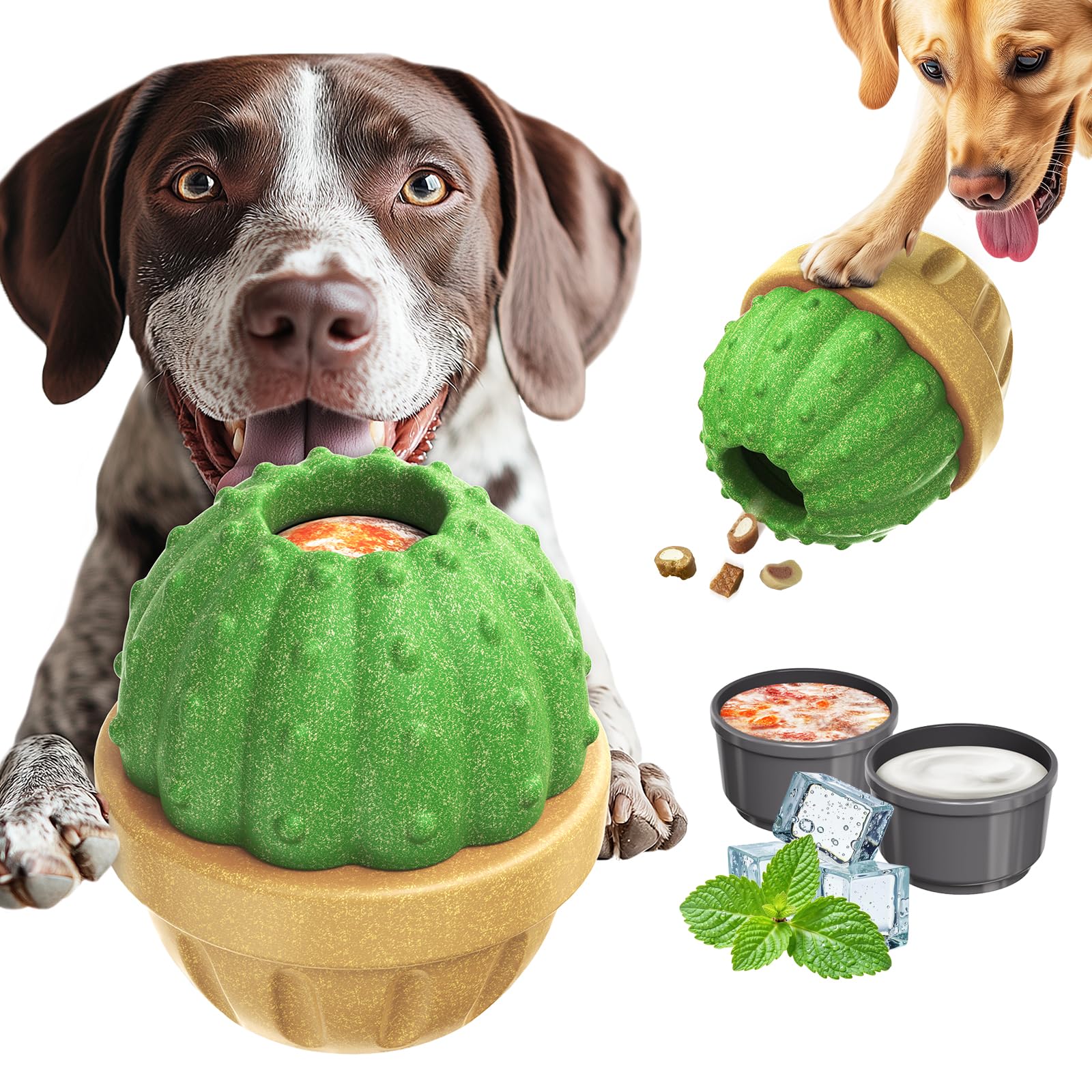 DSUMD Interactive Dog Toys, Frozen Treat Dispensing for Aggressive Chewers, Indestructible Nylon Chew Toy, Slow Puzzle Feeder fo