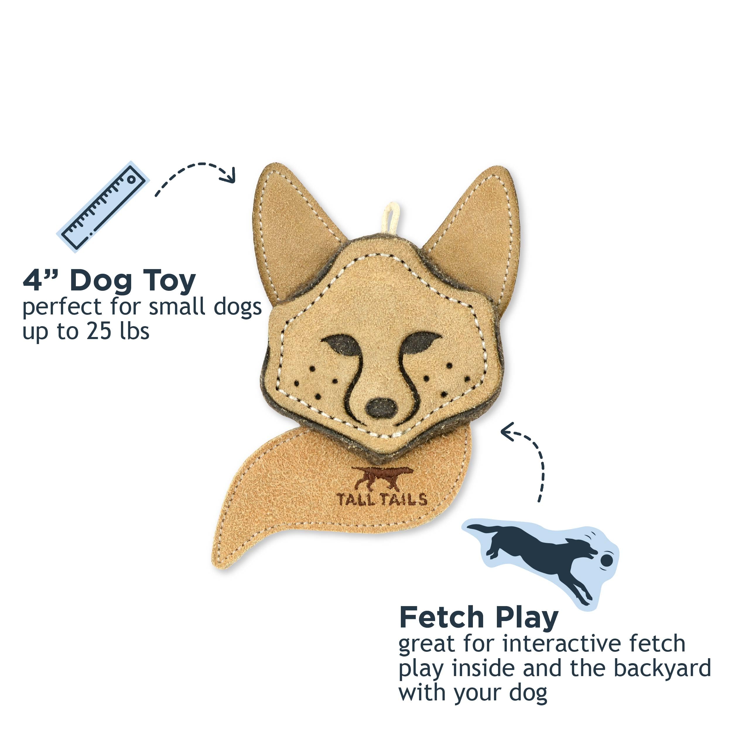 Tall Tails Dog Natural Leather Scrappy Fetch Toy for Dogs, Fox