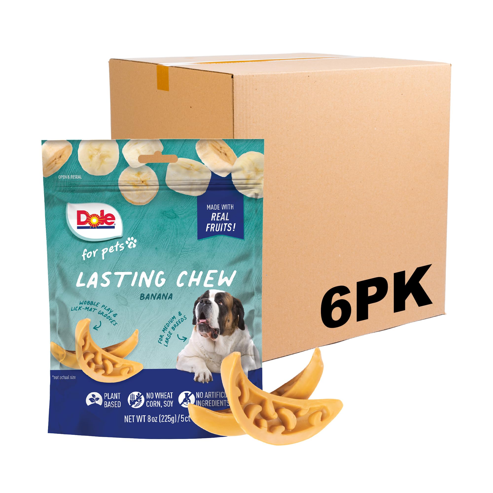 Dole for Pets Freshly Fetched Lasting Chew, Banana Flavor Dog Treats | Flavored with Real Fruit, No Wheat, Corn, Soy, Artificial