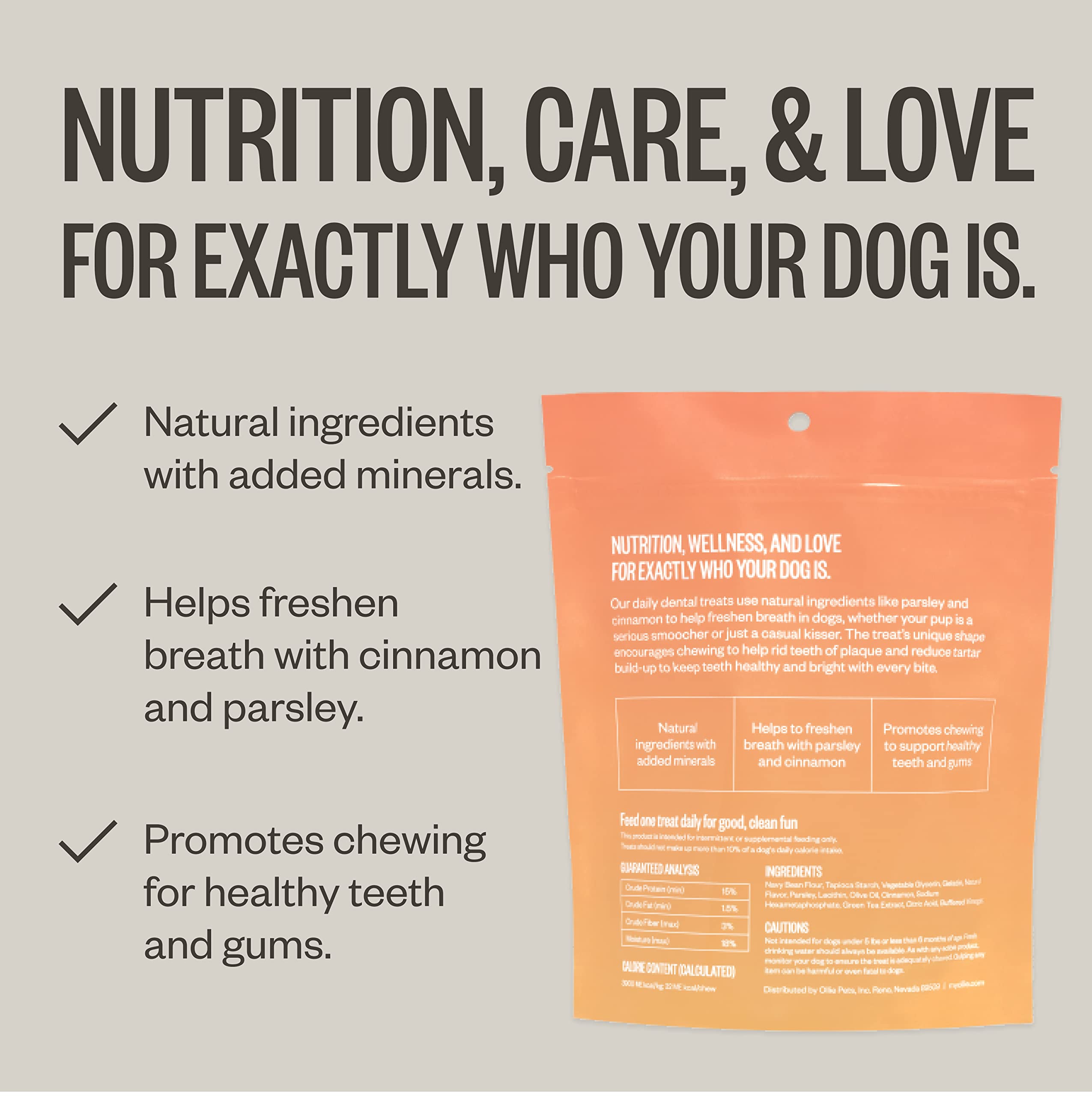 Ollie Dental Chews for Extra Small Dogs, 12 Oz, Fresh Breath, Teeth Cleaning Treats, Sticks for Dog Oral Care, with Parsley and