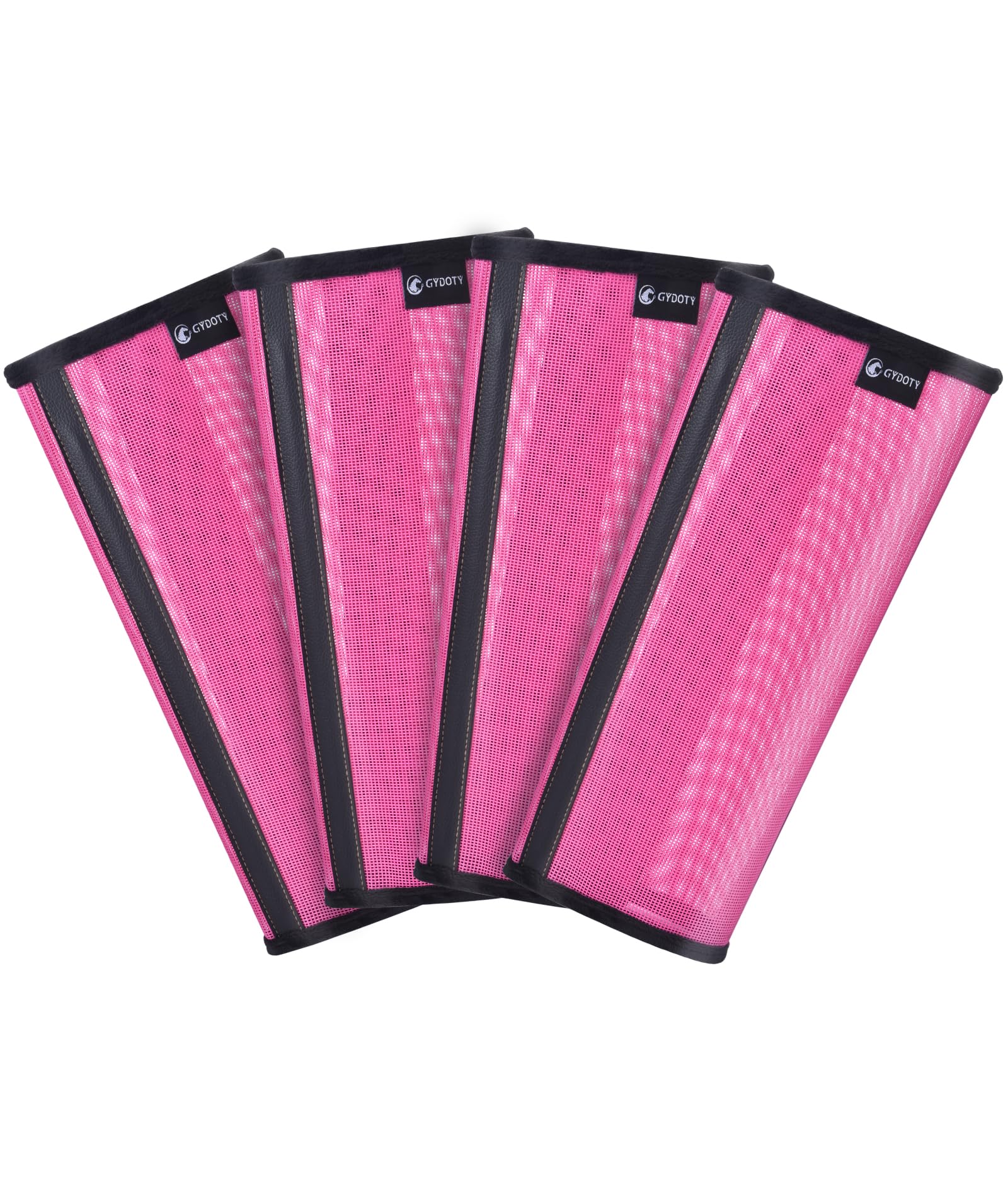 Gydoty Horse Fly Boots Set Of 4 - Upgrade Mesh Horse Leggins With Leather Frame, Leg Fly Protection (Medium, Pink)