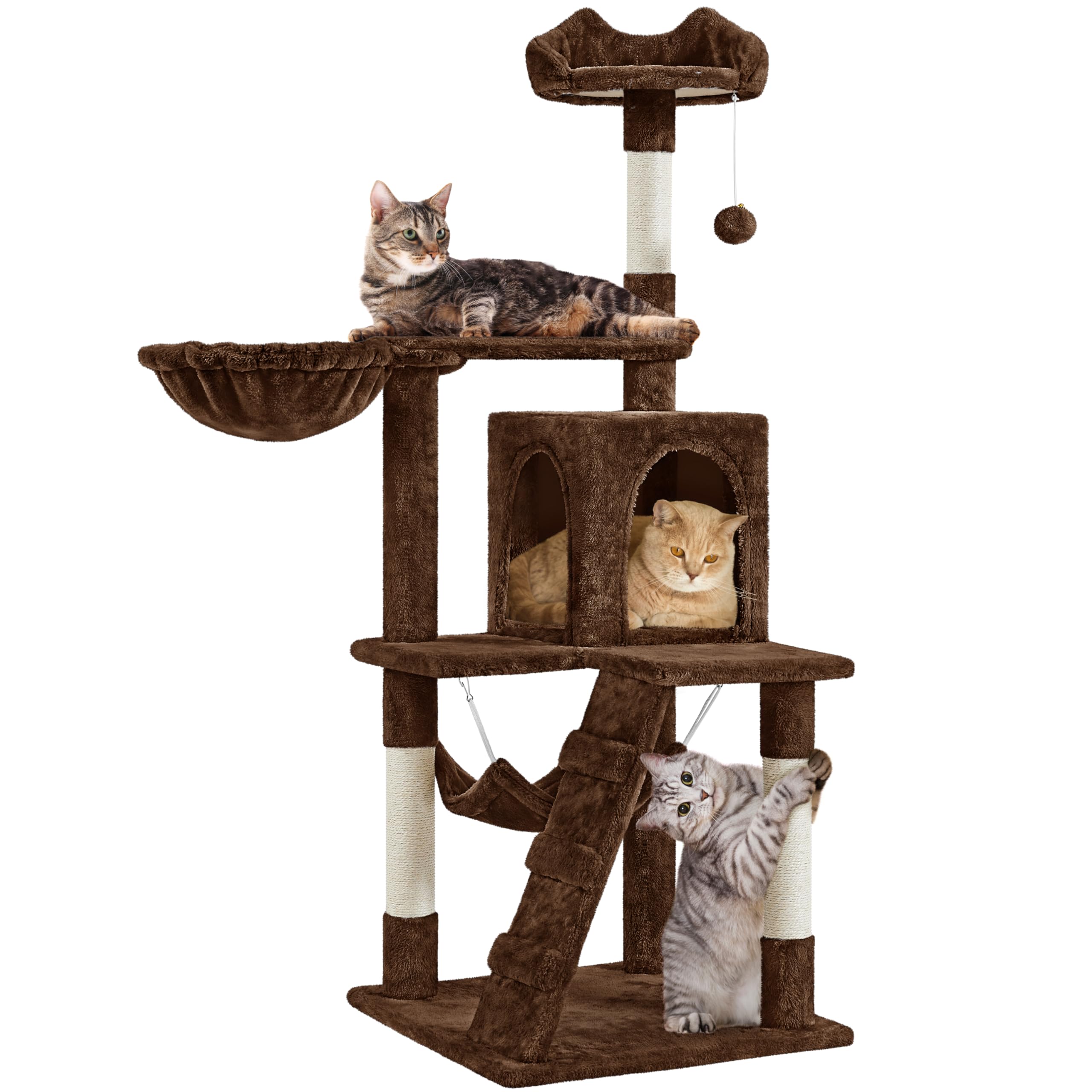 Yaheetech Cat Tree Cat Tower 51 Inch Cat Trees And Condos For Indoor Cats With Sisal Scratching Post, Cozy Plush And Hammock As