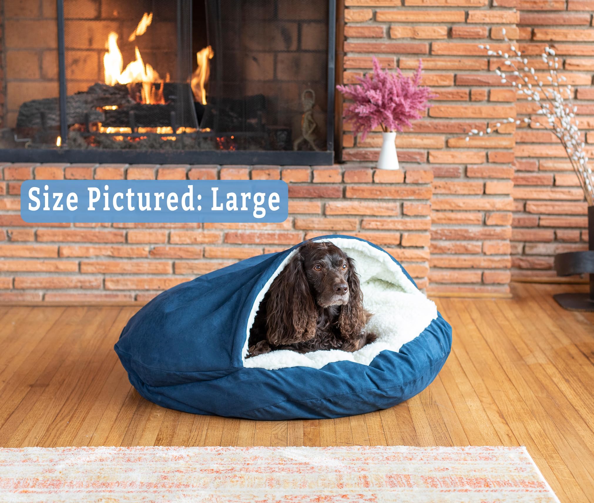 Snoozer Luxury Microsuede Cozy Cave Pet Bed, Extra Large - Sapphire