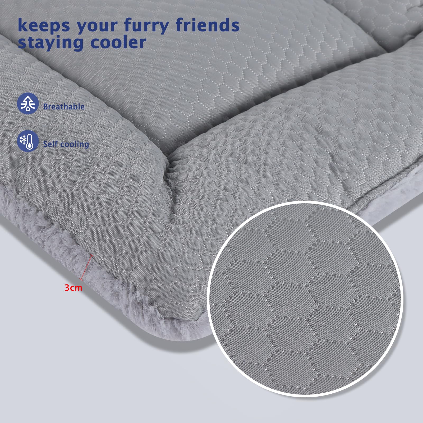 Vetasac Dog Bed Mat,Crate Pad Reversible,Soft Kennel Pad, Washable Dog Crate Mat (Cool And Warm),Pet Sleeping Mattress For Small