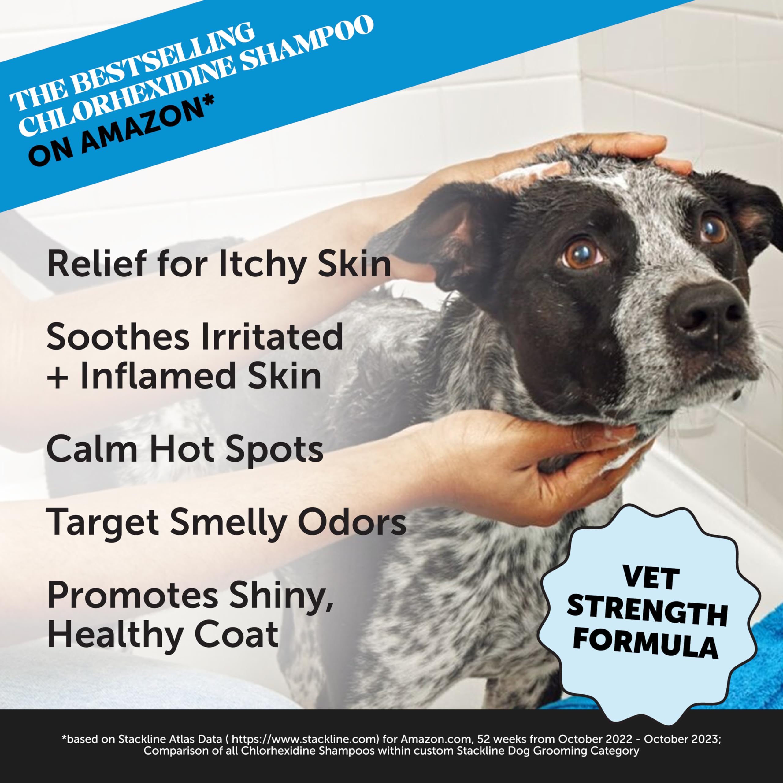 Chlorhexidine Cat & Dog Seasonal Itch Relief Shampoo, For Allergies, Itching, Skin And Coat Supplement, Helps Shedding, Hot Spot