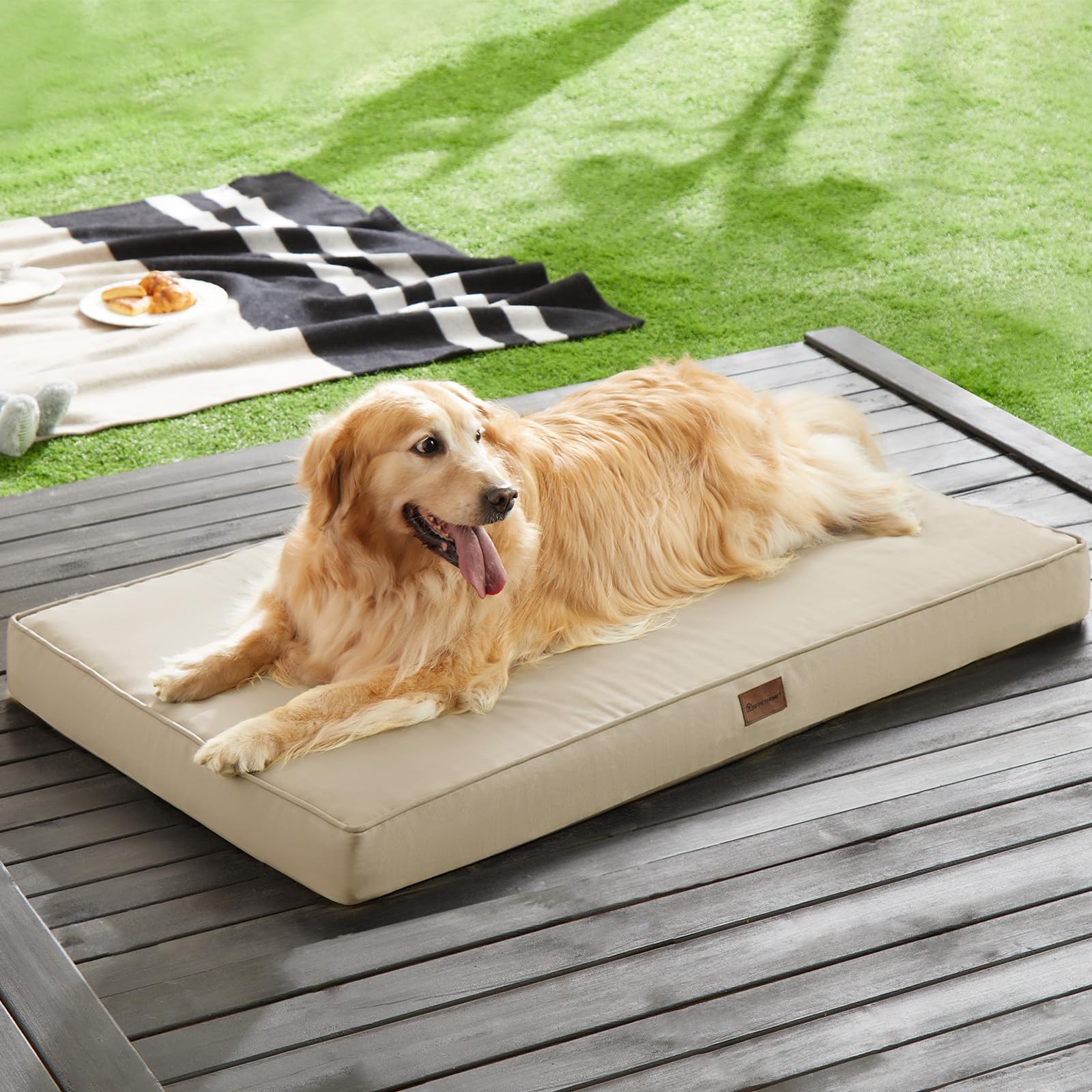 Bfpethome Outdoor Dog Bed For Large Dogs, Waterproof, Orthopedic With Removable Washable Cover, Egg Crate Foam Mat. (42 X 30In,