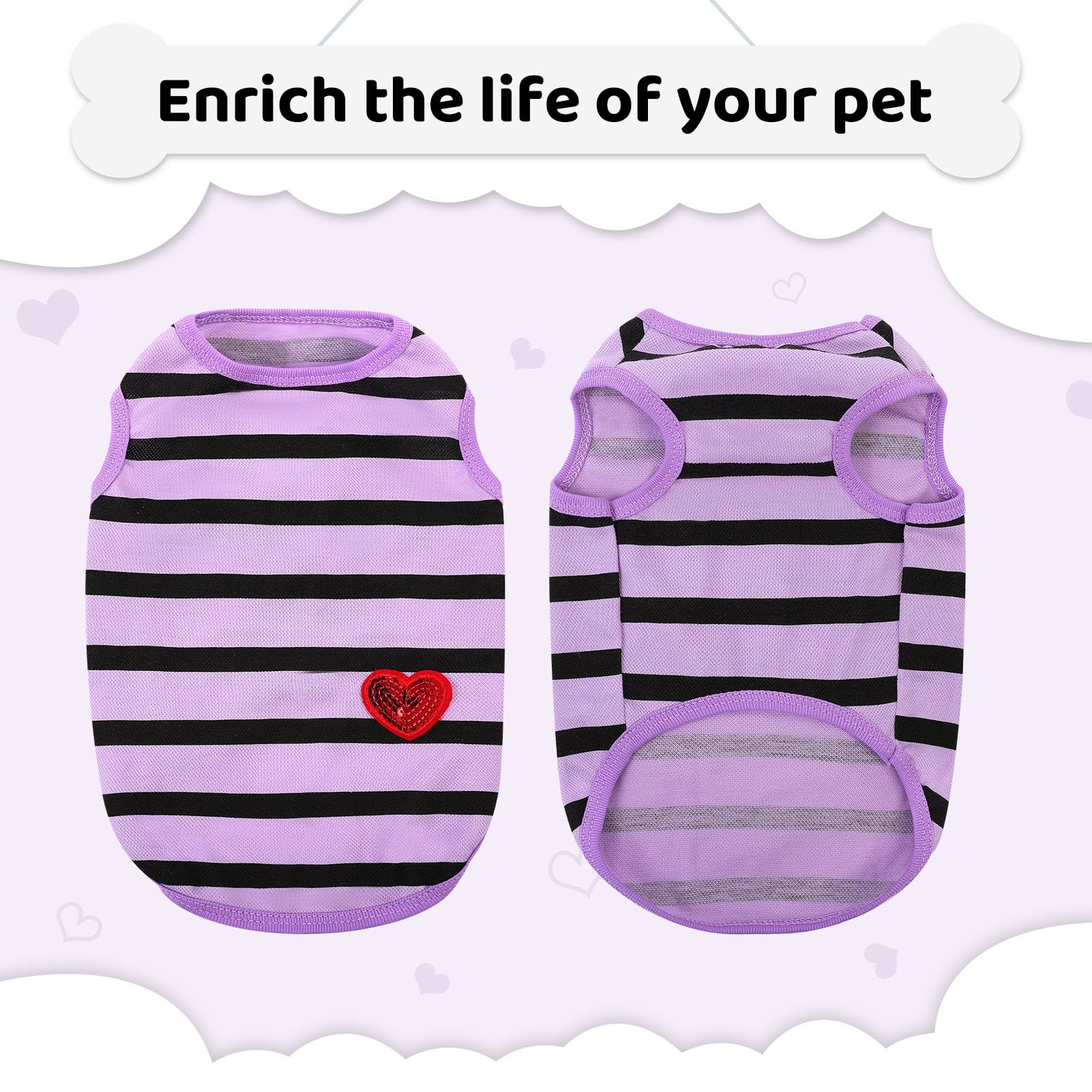Preferhouse Dog Shirts For Large Dogs, Striped T-Shirts Pets Vest Pet Apparel Tee Shirts Dog Tank Top Spring Summer Suitable For