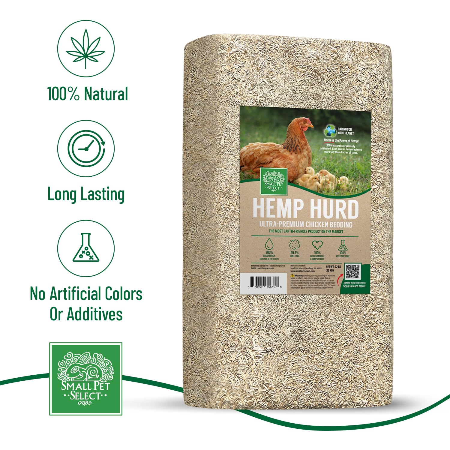 Small Pet Select - Jumbo - Hemp HURD Ultra-Premium Chicken Bedding, Biodegradable Chicken Coop Animal Bedding, Eco Friendly Odor