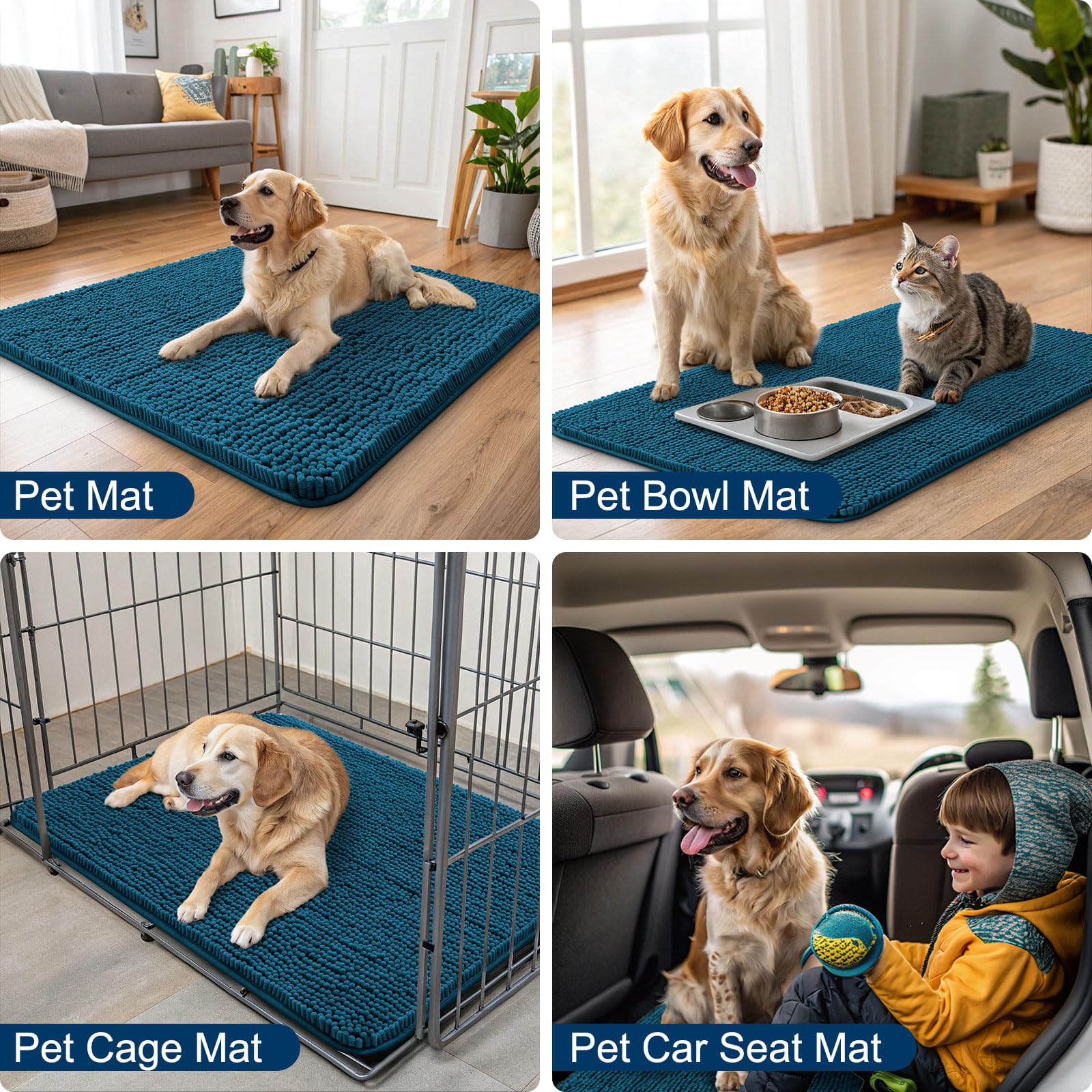 Smiry Dog Door Mat for Muddy Paws 40x32, Absorbs Moisture and Dirt Doormat, Non-Slip Washable Quick Dry Chenille Front Door Mat
