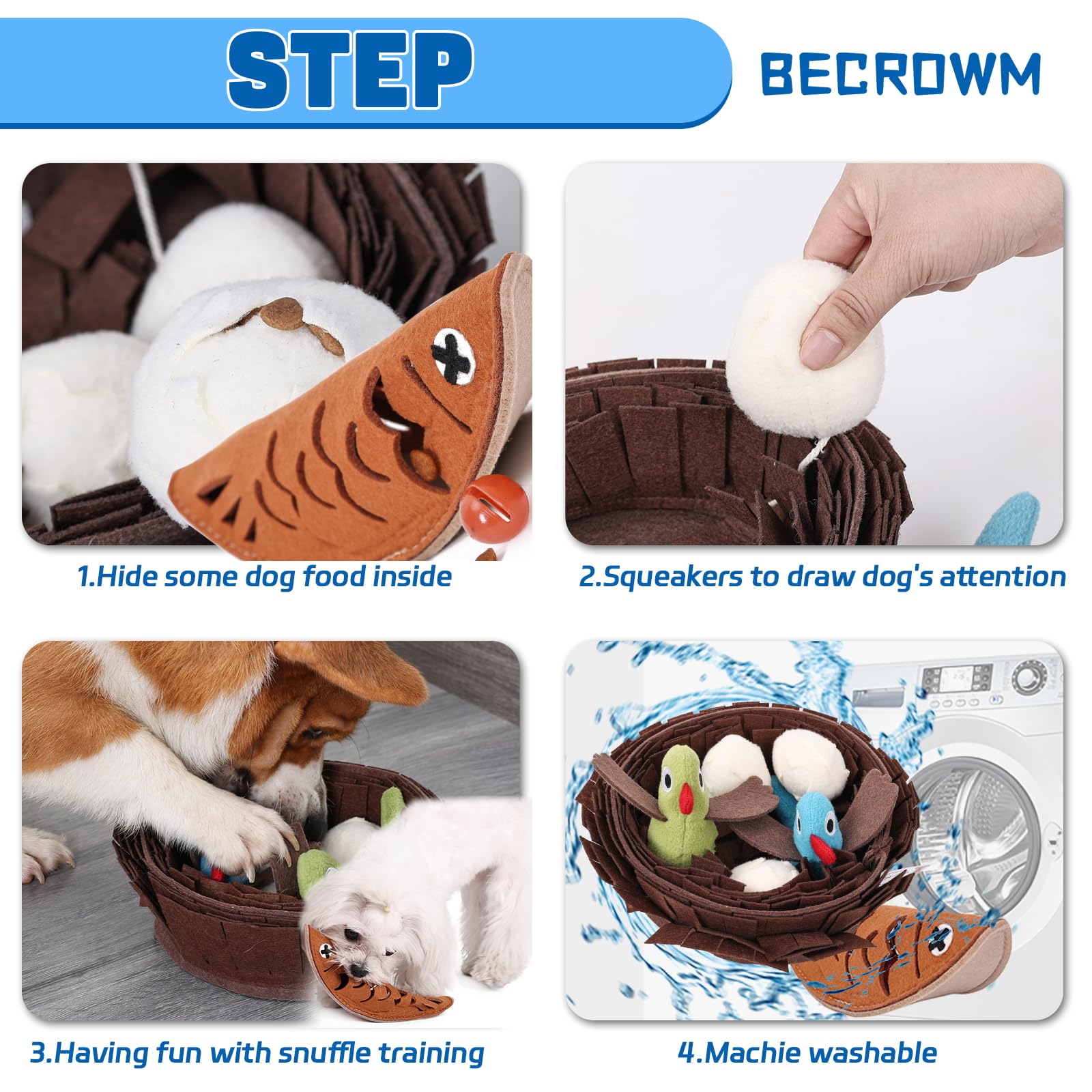 Becrowm Plush Large Dog Toy With Squeaker And Crinkle Paper, Interactive Puppy Chew And Teeth Cleaning Toy, Pet Toys For Small,