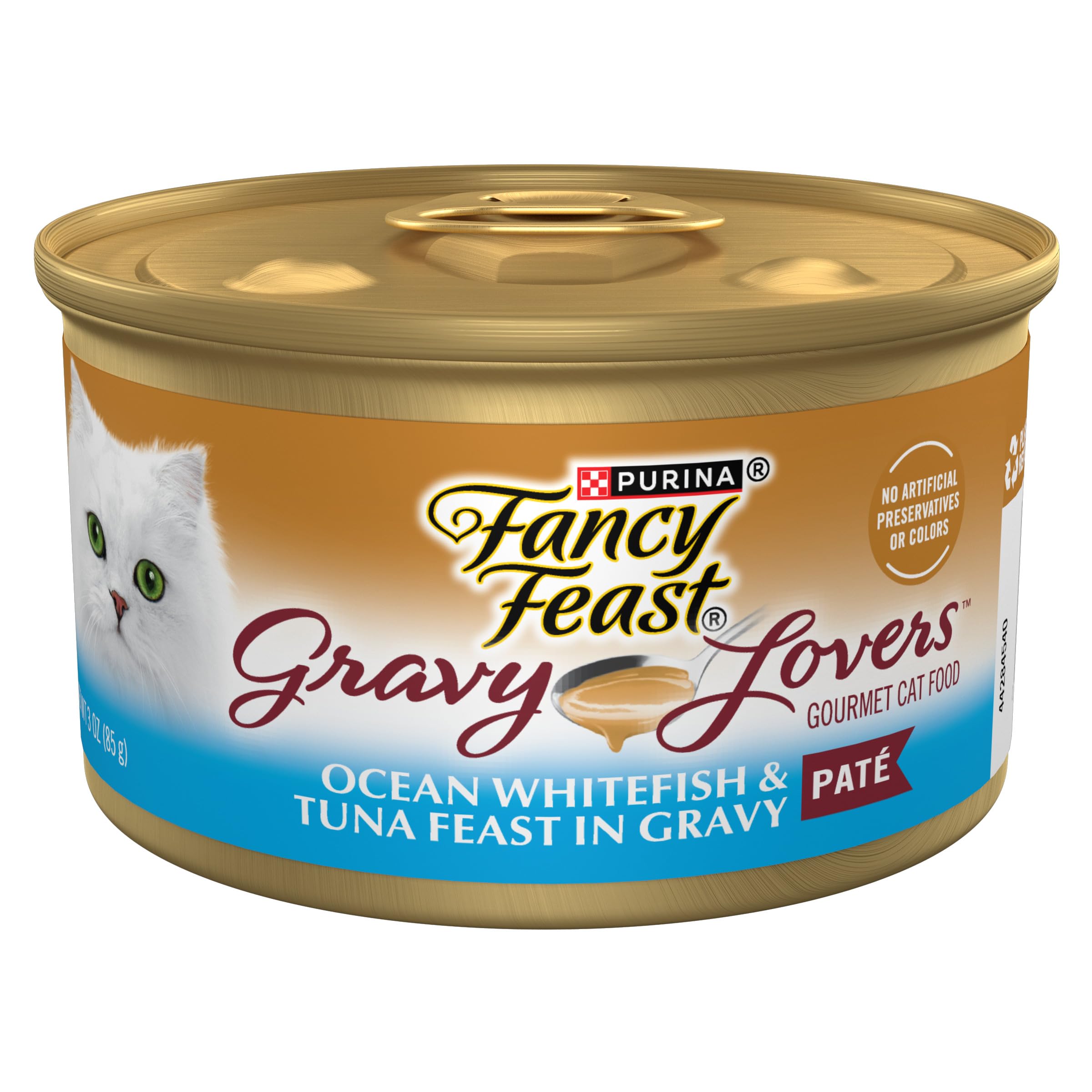 Fancy Feast Purina Gravy Lovers Ocean Whitefish and Tuna Feast Pate in Wet Cat Food Gravy - (Pack of 24) 3 oz. Cans