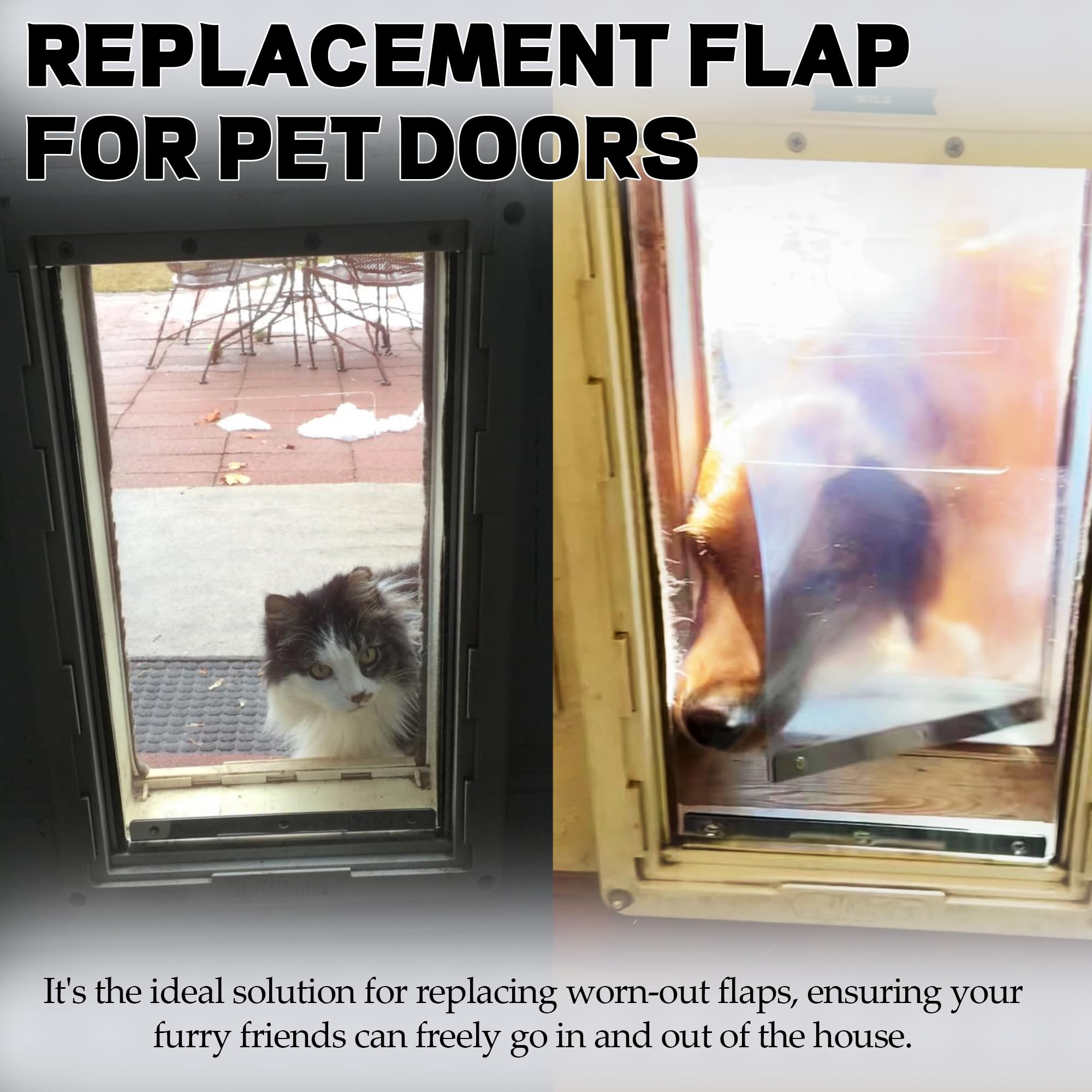 Tongass 10'' X 18'' Pet Door Flap Large Transparent Dog Door Flap Replacement Designed For Ideal Pet Products Ruff Weather Dog D