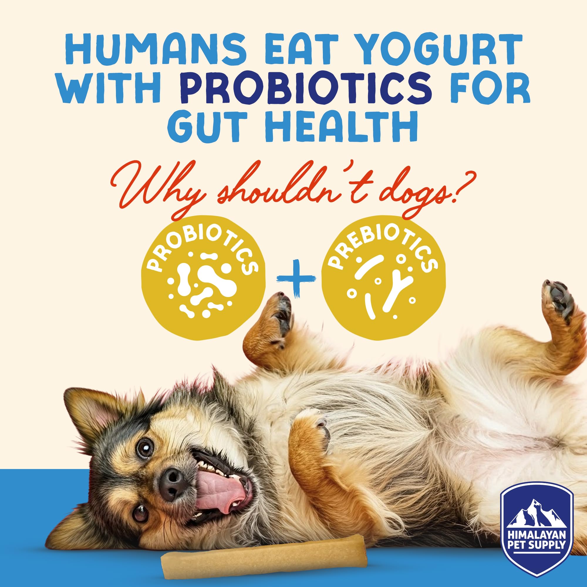 Himalayan Dog Chew Yogurt Sticks, Bacon Flavor, Dog Treats with Prebiotics, Probiotics & Protein, Digestive Support, Lactose & G