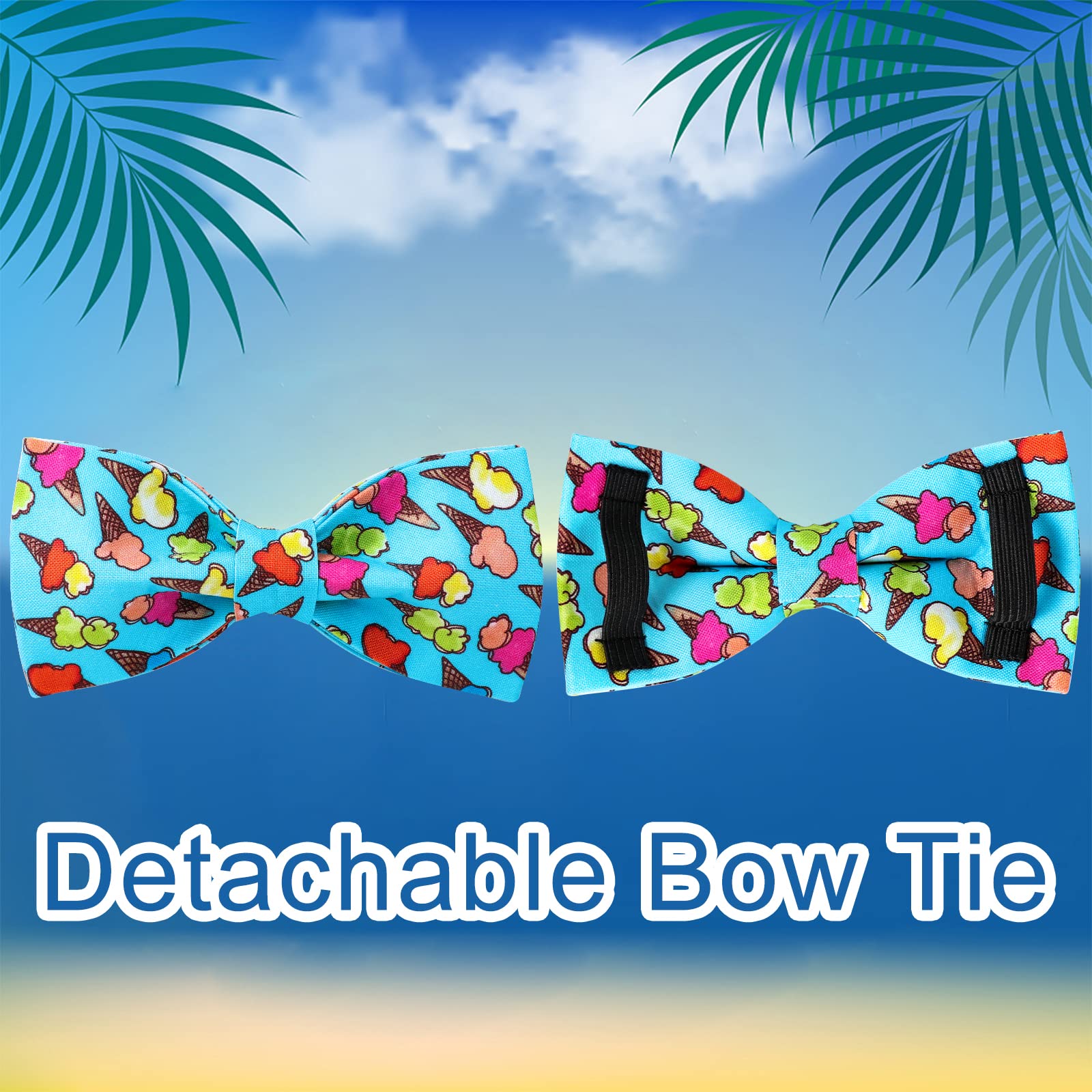 Up Urara Pup Summer Dog Collar With Bow Tie, Cotton Cute Bowtie Dog Collar, Summer Bowtie Collar For Small Boy Girl Dog, Comfort
