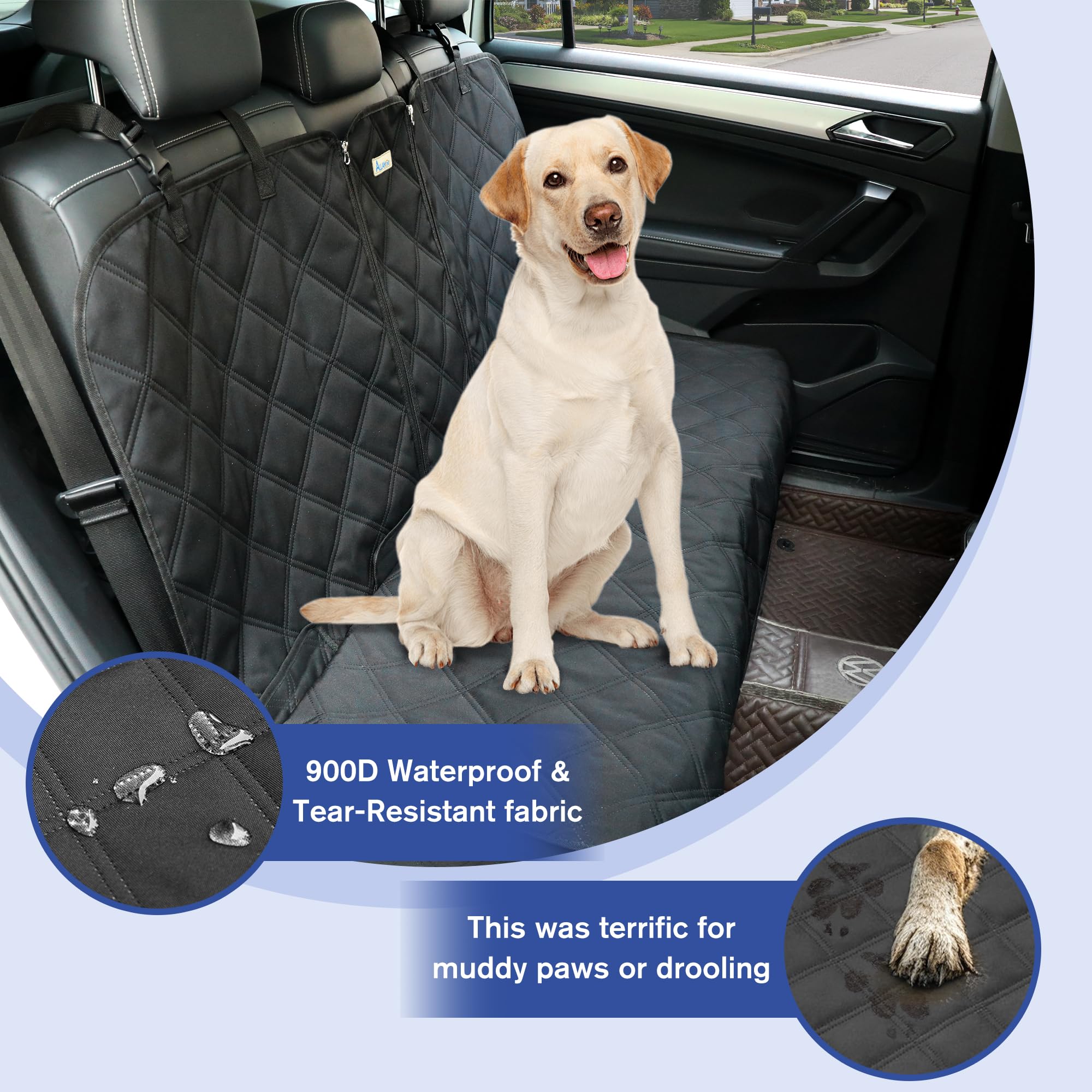 ALLANSING Back Seat Cover 60/40 Split Bench for Large SUVs,Trucks- 900D Waterproof Non Slip Car Seat Protector Great for Messy K