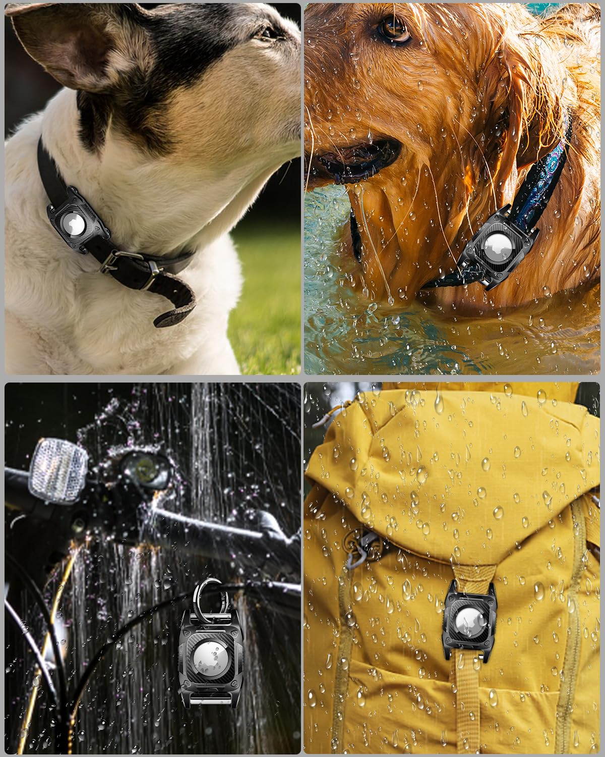 Ip68 Waterproof Airtag Dog Collar Holder, Hard Tpu Full Protection Airtag Holder With Removable Handle Compatible Apple Air Tag