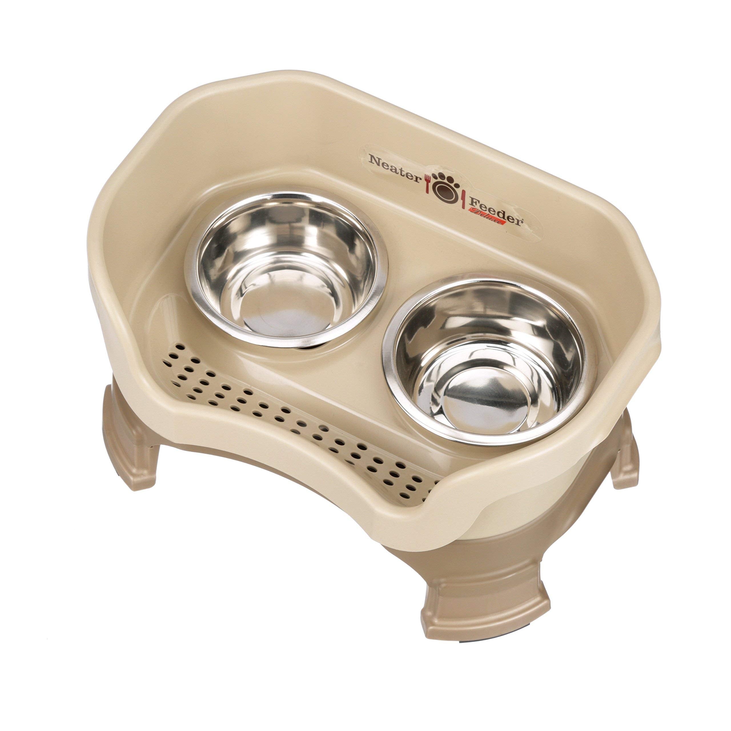 Neater Pet Brands Neater Feeder Deluxe - Small, Stainless Steel, Cappuccino, with Leg Extensions