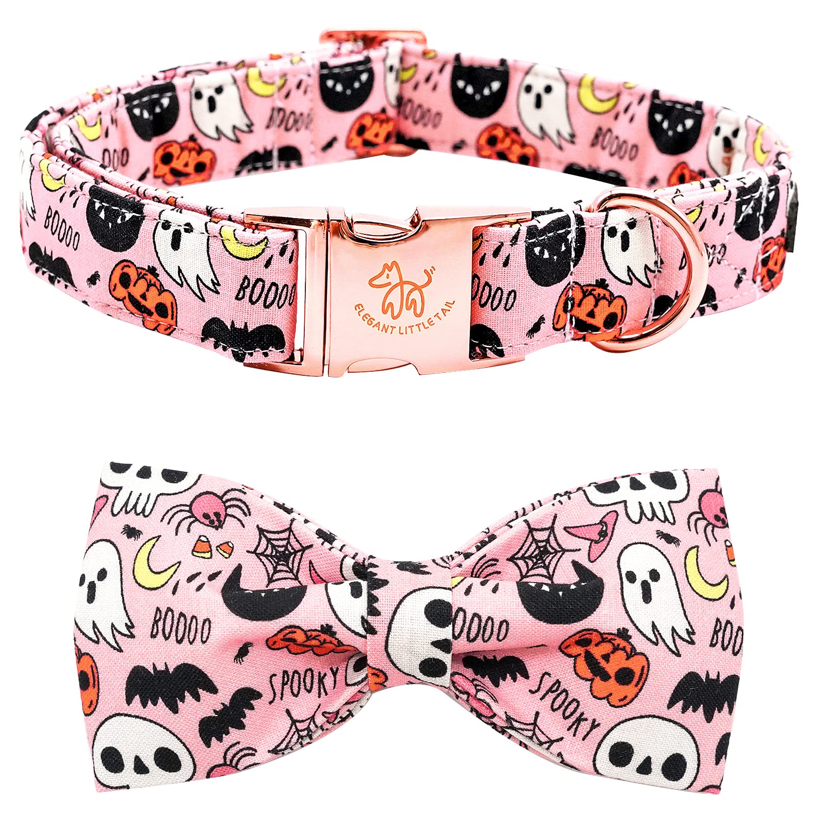 Elegant Little Tail Dog Collar With Bow - Fall Dog Collar Halloween Pumpkin Bow Girl Boy Pet Collar Soft Dog Bowtie Collars For Medium Dogs
