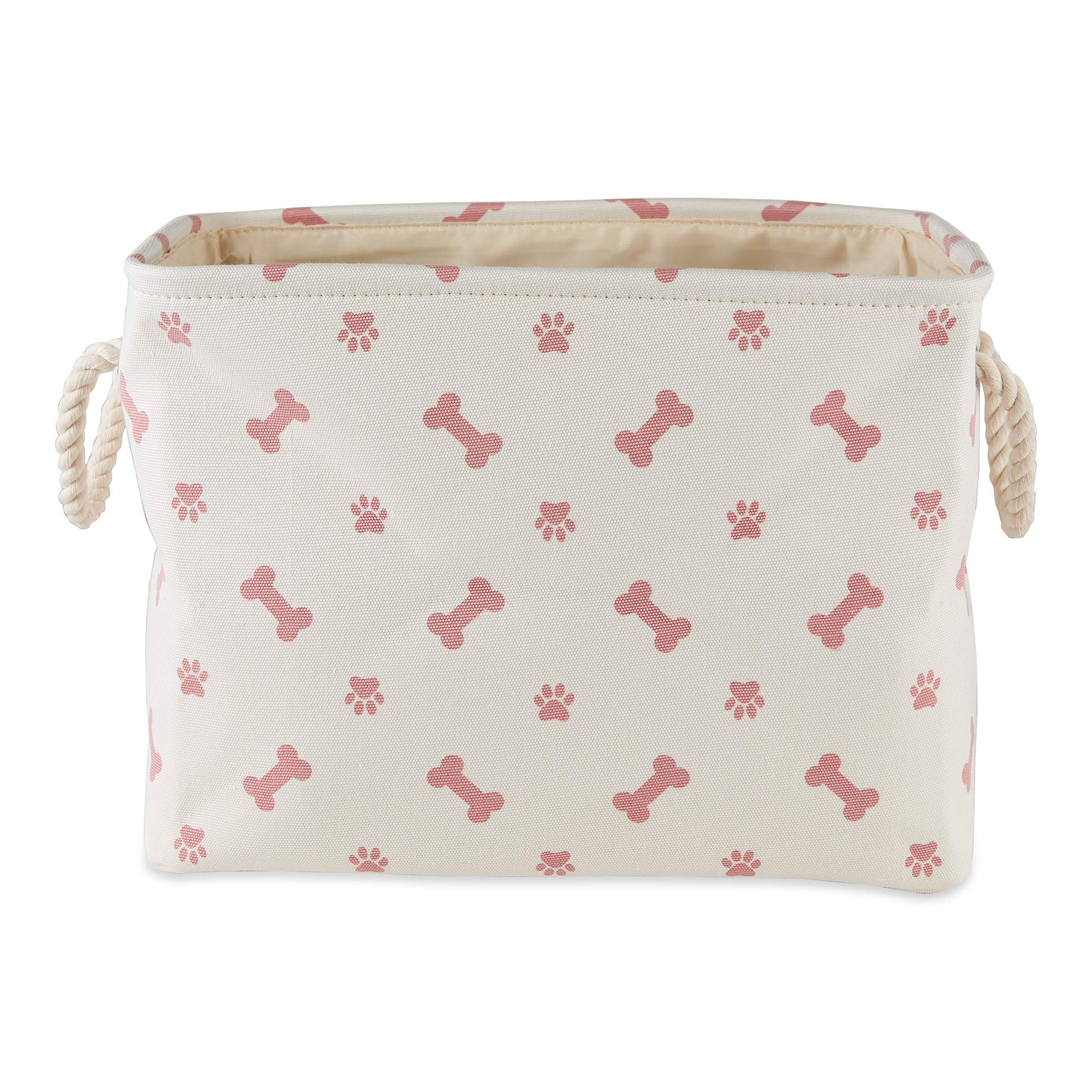 Bone Dry Pet Storage Collection Paw and Bone Print, Medium Rectangle, 16x10x12, Rose
