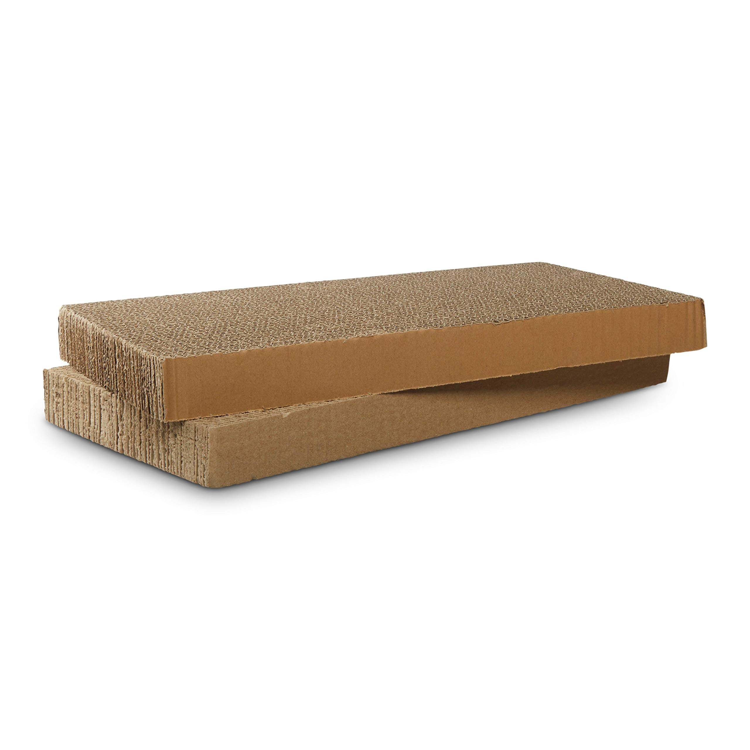 EveryYay Cat Scratchers Cardboard Refills, Double-Wide, 18" L x 9" W, Pack of 2, Brown