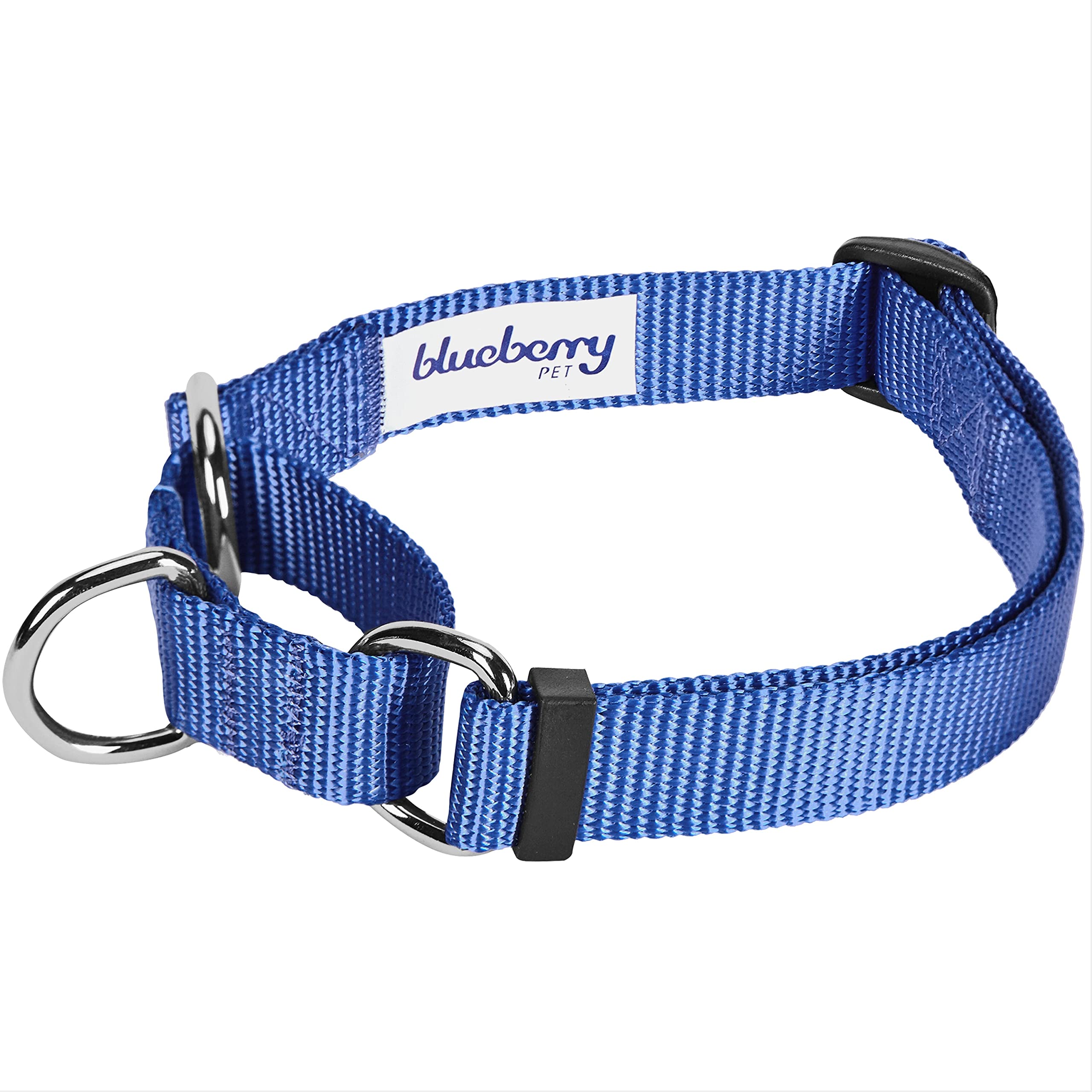 Blueberry Pet Essentials Martingale Safety Training Dog Collar, Marina Blue, Small, Heavy Duty Nylon Adjustable Collars For Dogs