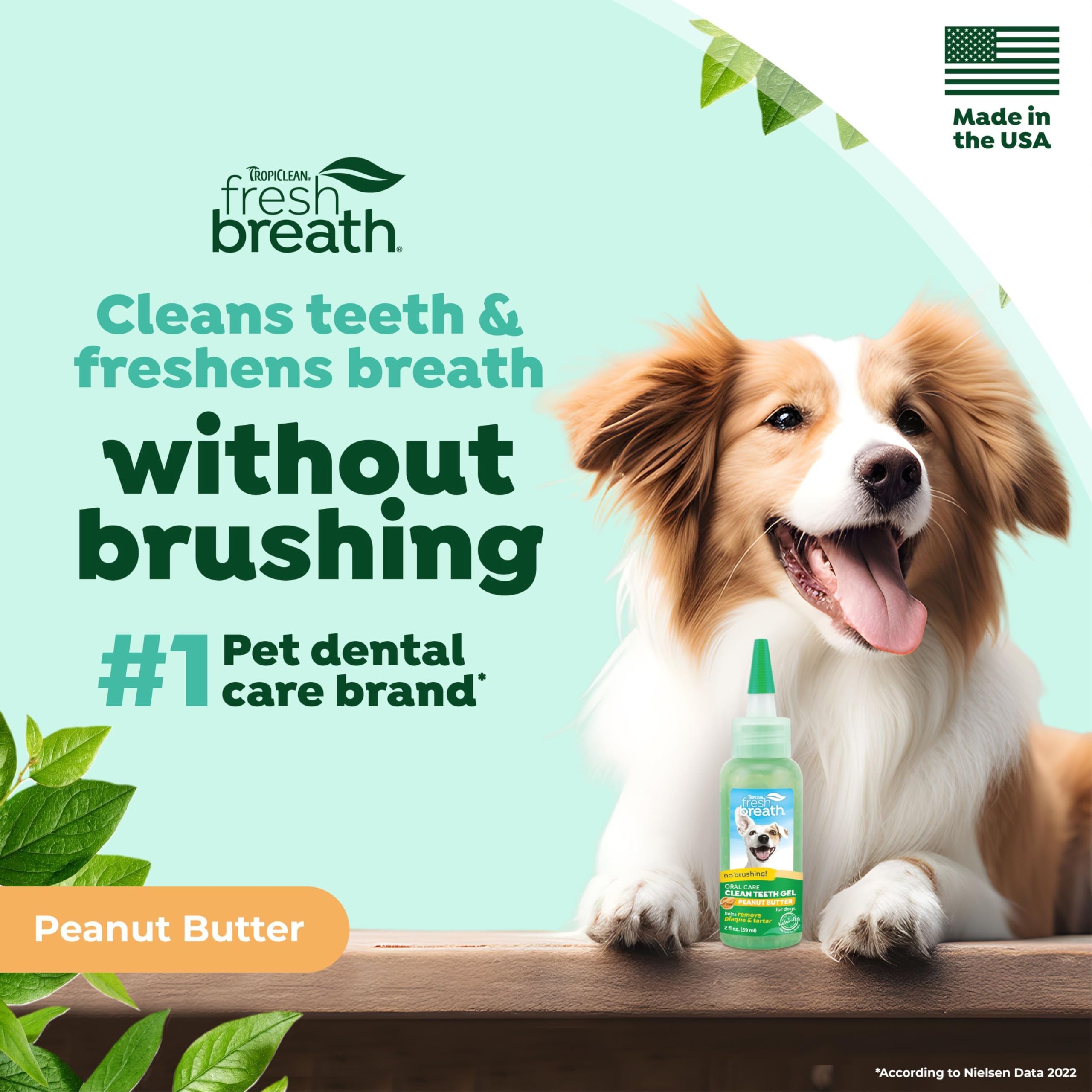 TropiClean Fresh Breath Dog Toothpaste for Teeth Cleaning, Breath Freshener, Easy Plaque & Tartar Remover Gel, No Toothbrush Nee